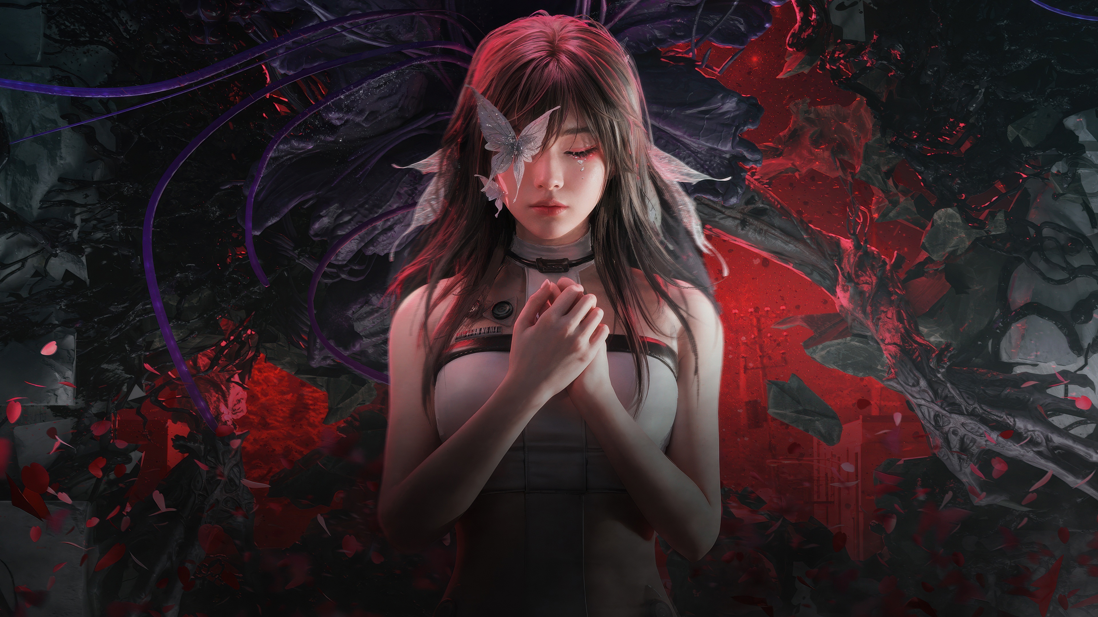 Once Human: A girl with butterflies on her face HD Wallpaper