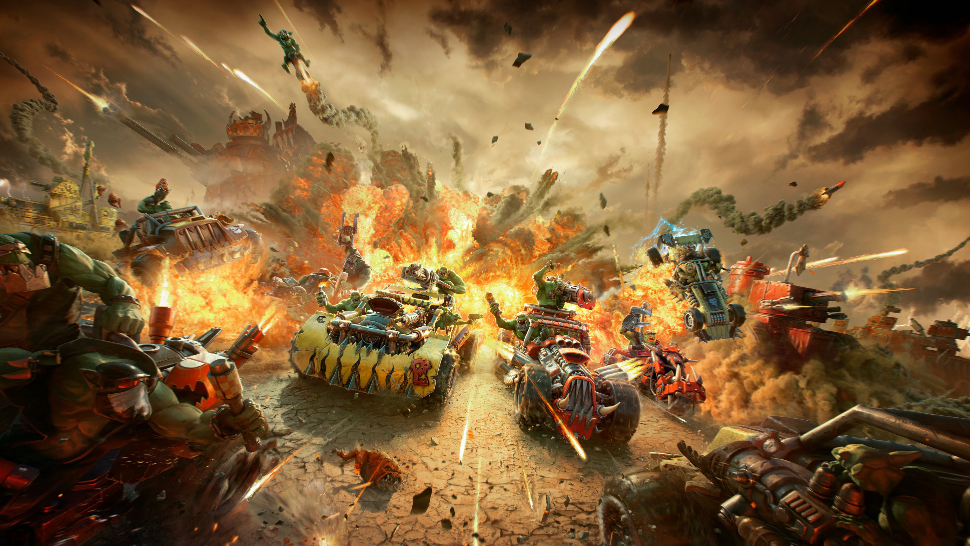 Warhammer 40000 Speed Freeks Battle HD Wallpaper