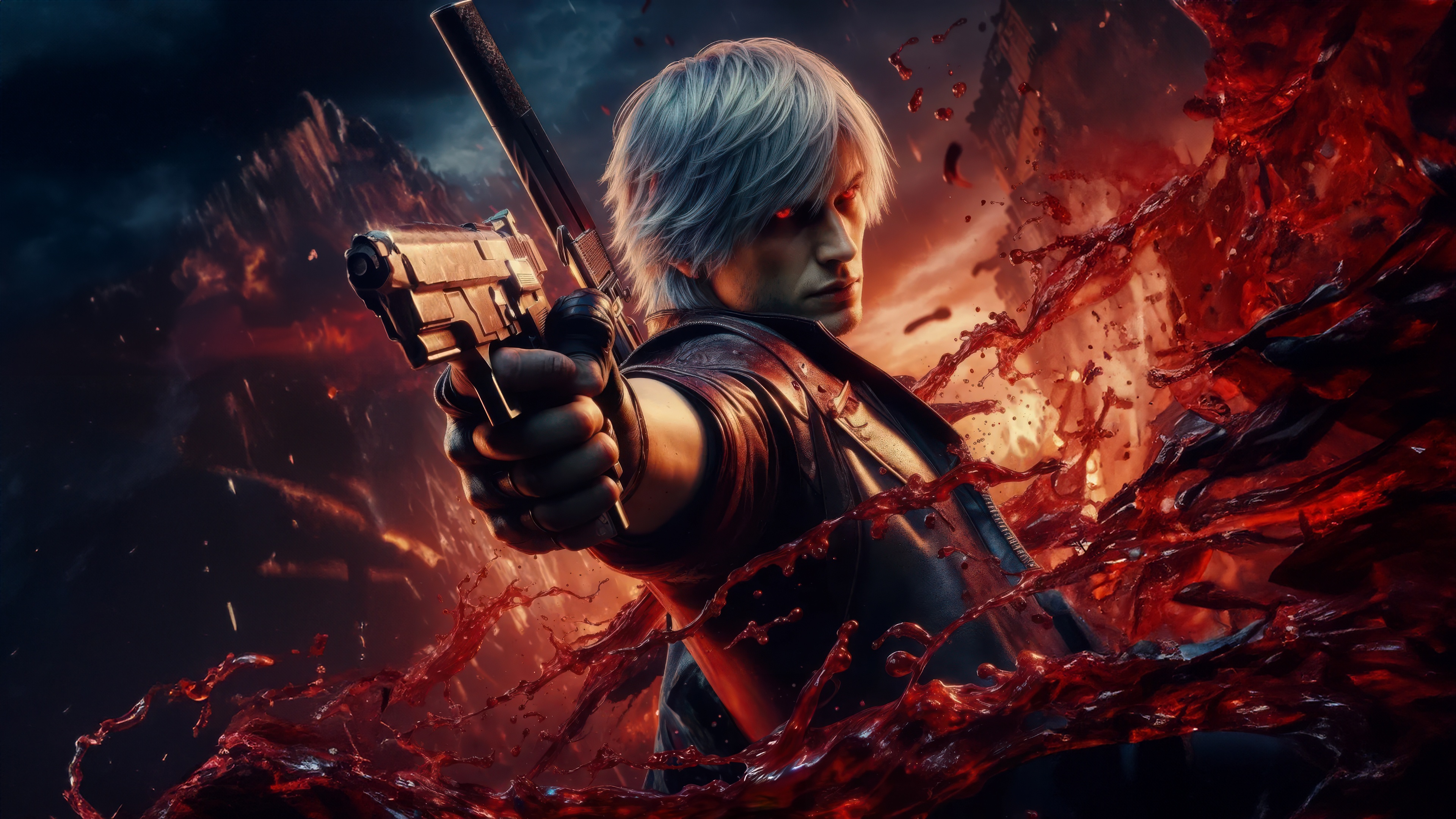 Dante from Devil May Cry 5 with a gun HD Wallpaper