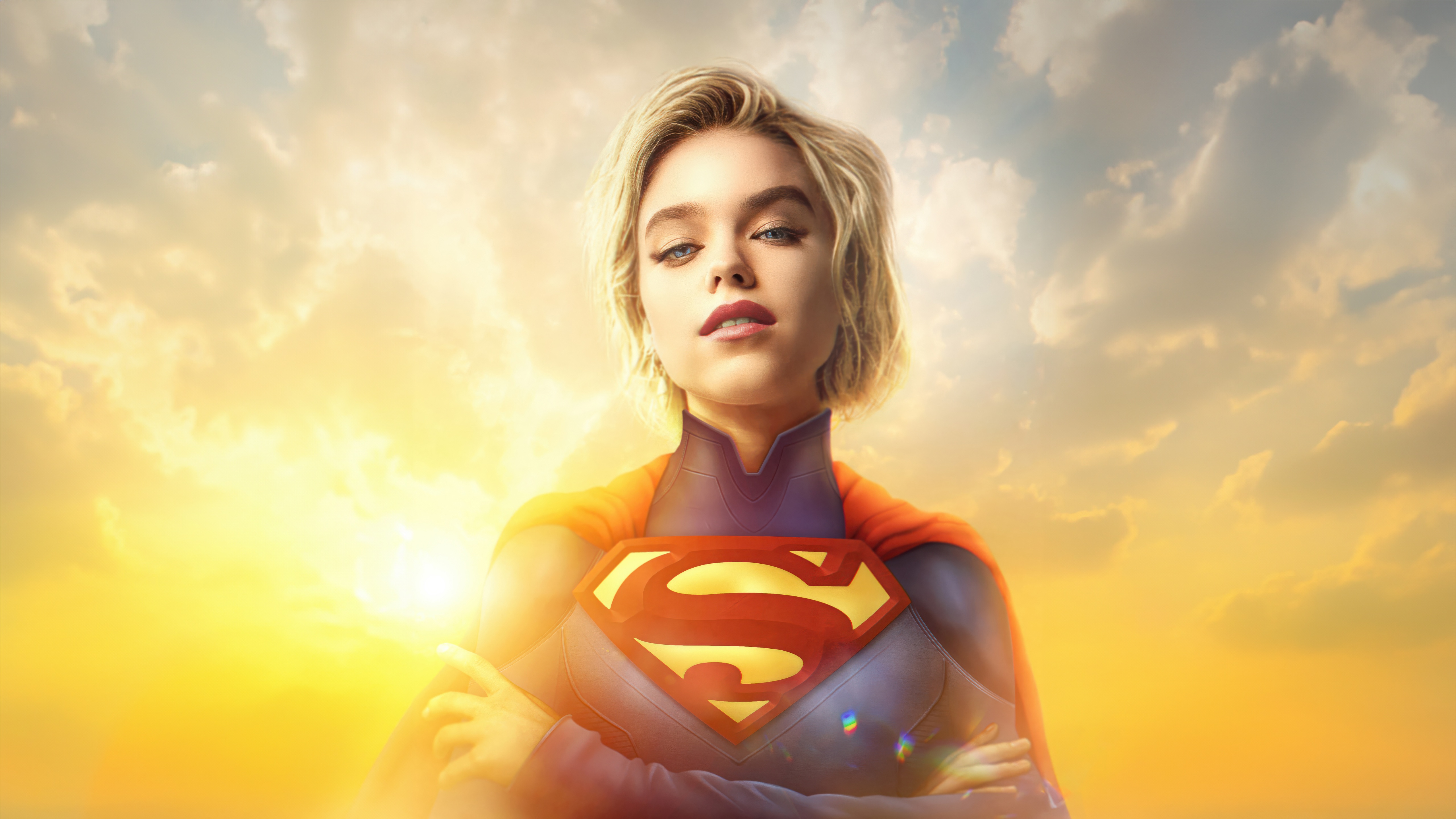 Supergirl in a superhero costume HD Wallpaper