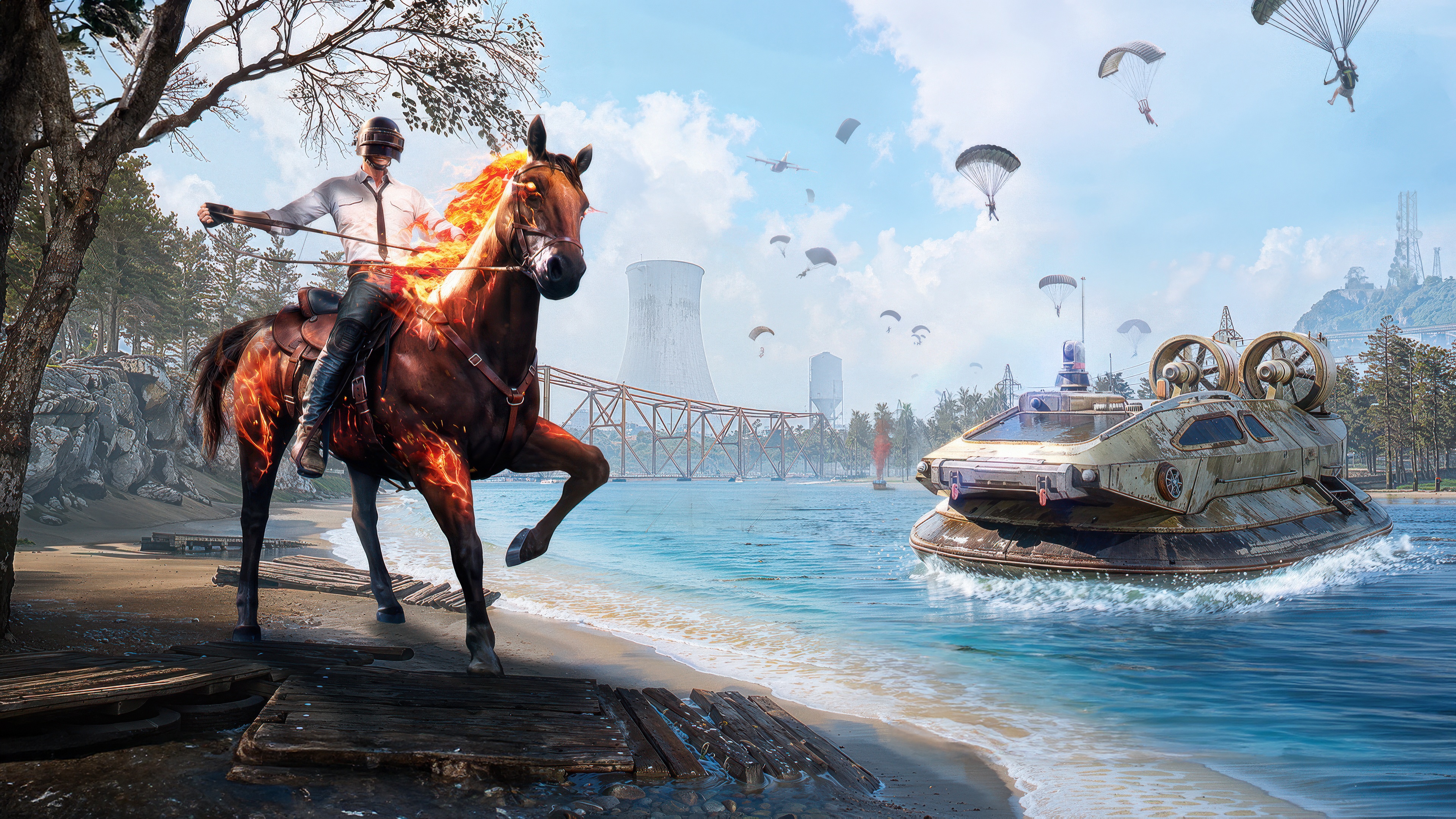 Pubg Horse and Hovercraft on Water HD Wallpaper