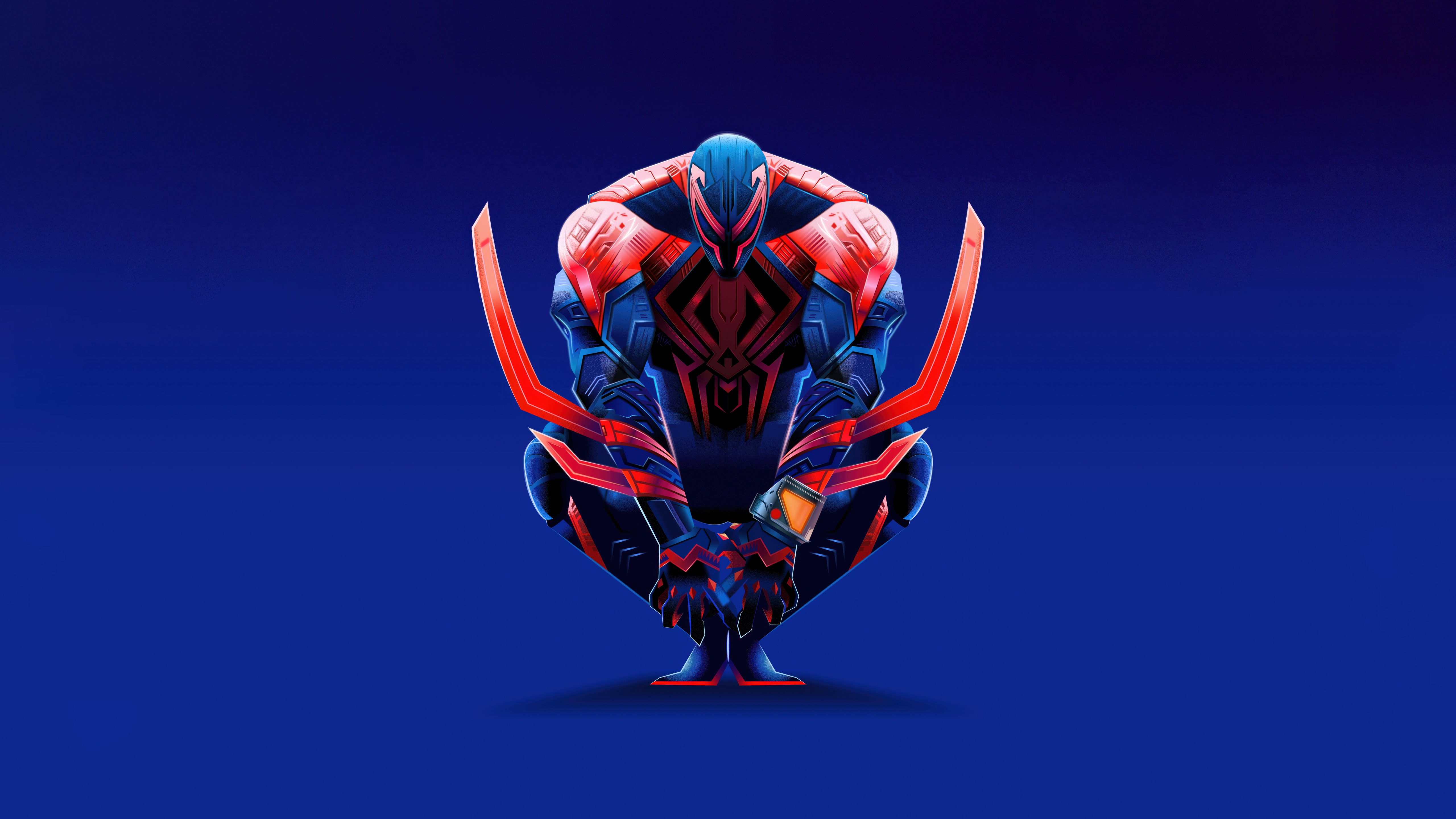 Spider-Man 2099 Crouching on Blue Background HD Wallpaper