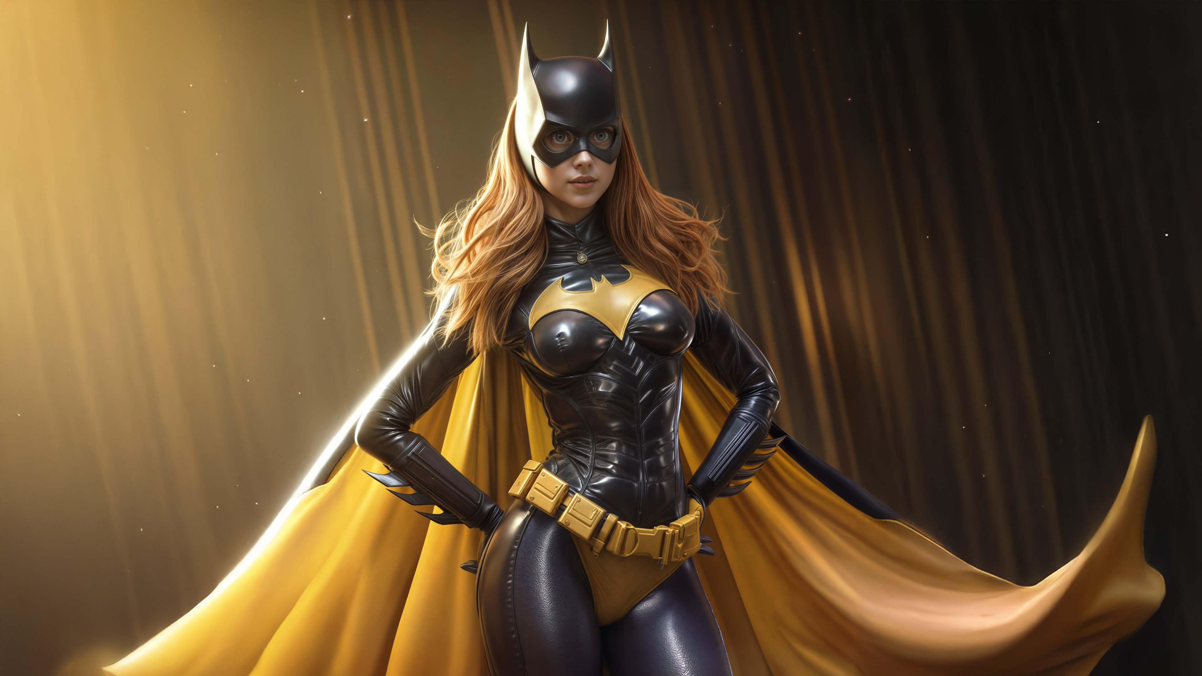 Batgirl in a black and yellow costume HD Wallpaper