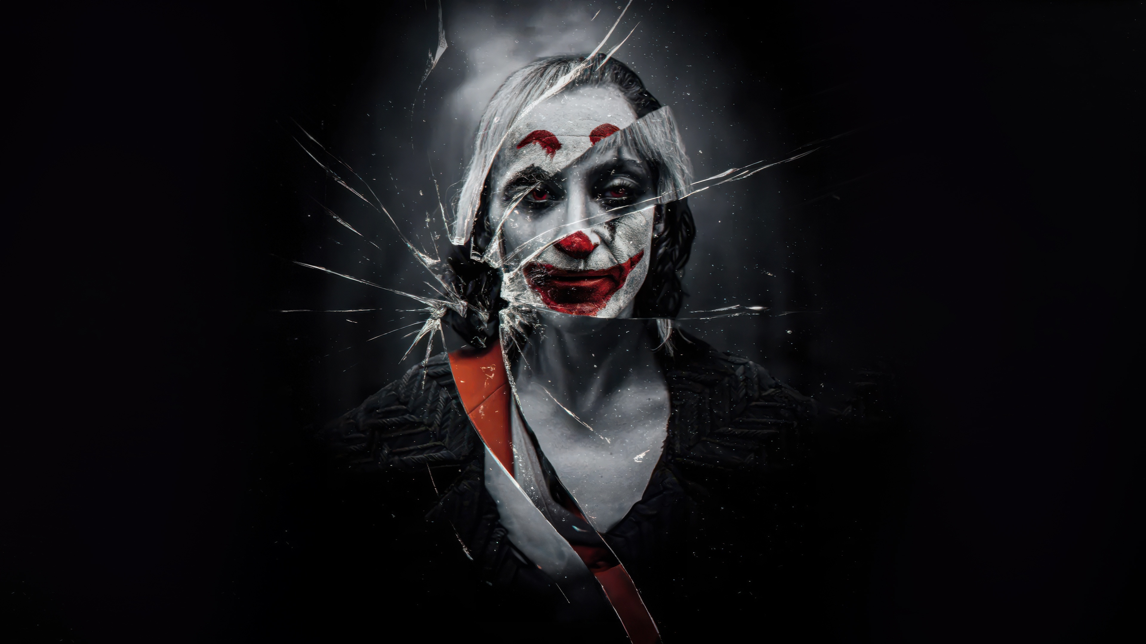 Joker Folie A Deux Cracked Portrait HD Wallpaper