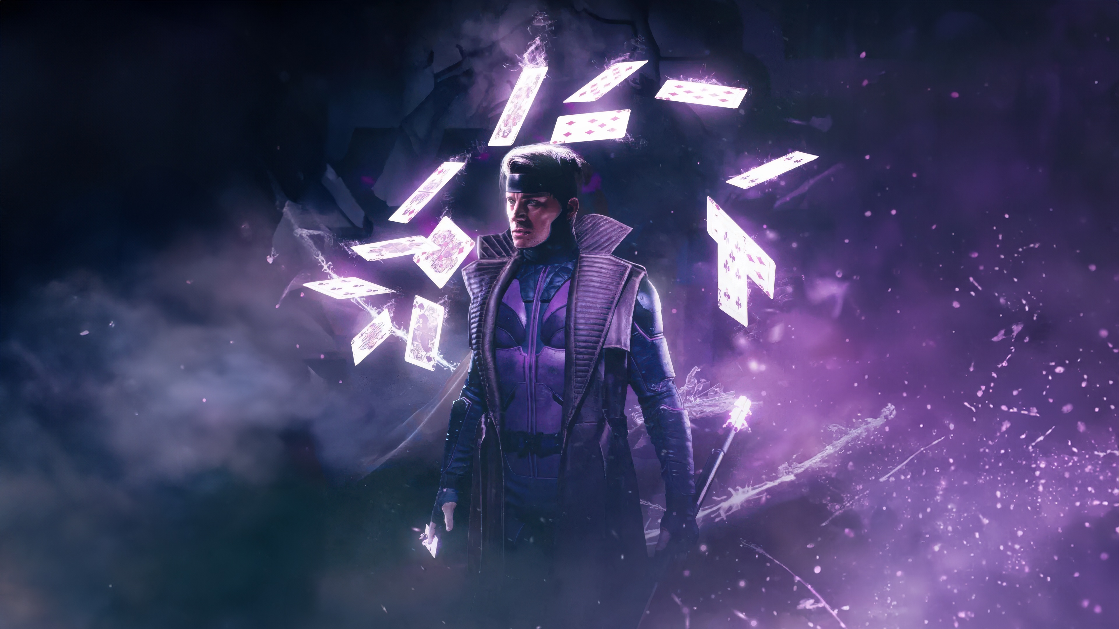Gambit surrounded by levitating cards HD Wallpaper