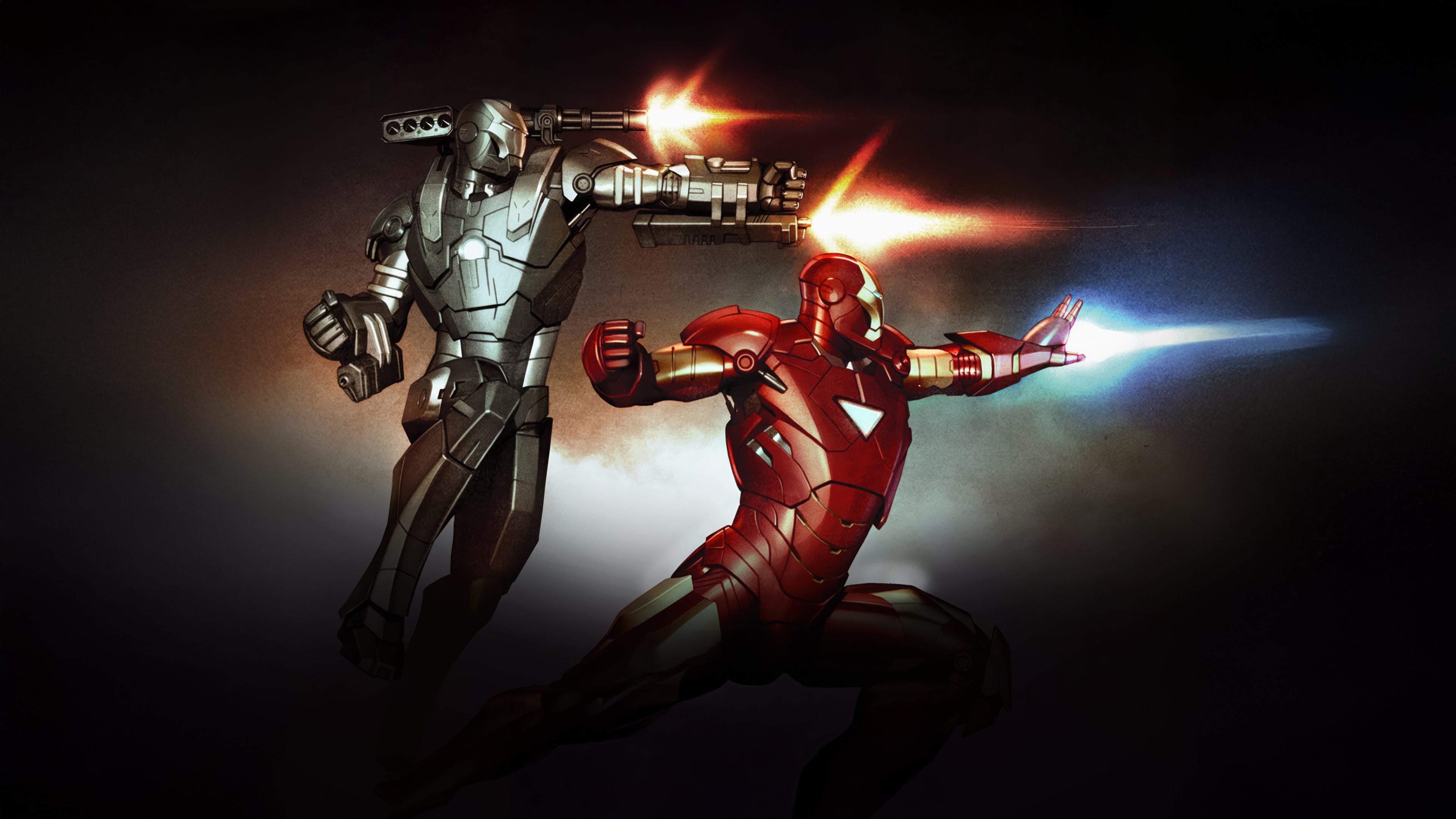 Iron Man and War Machine in Action HD Wallpaper