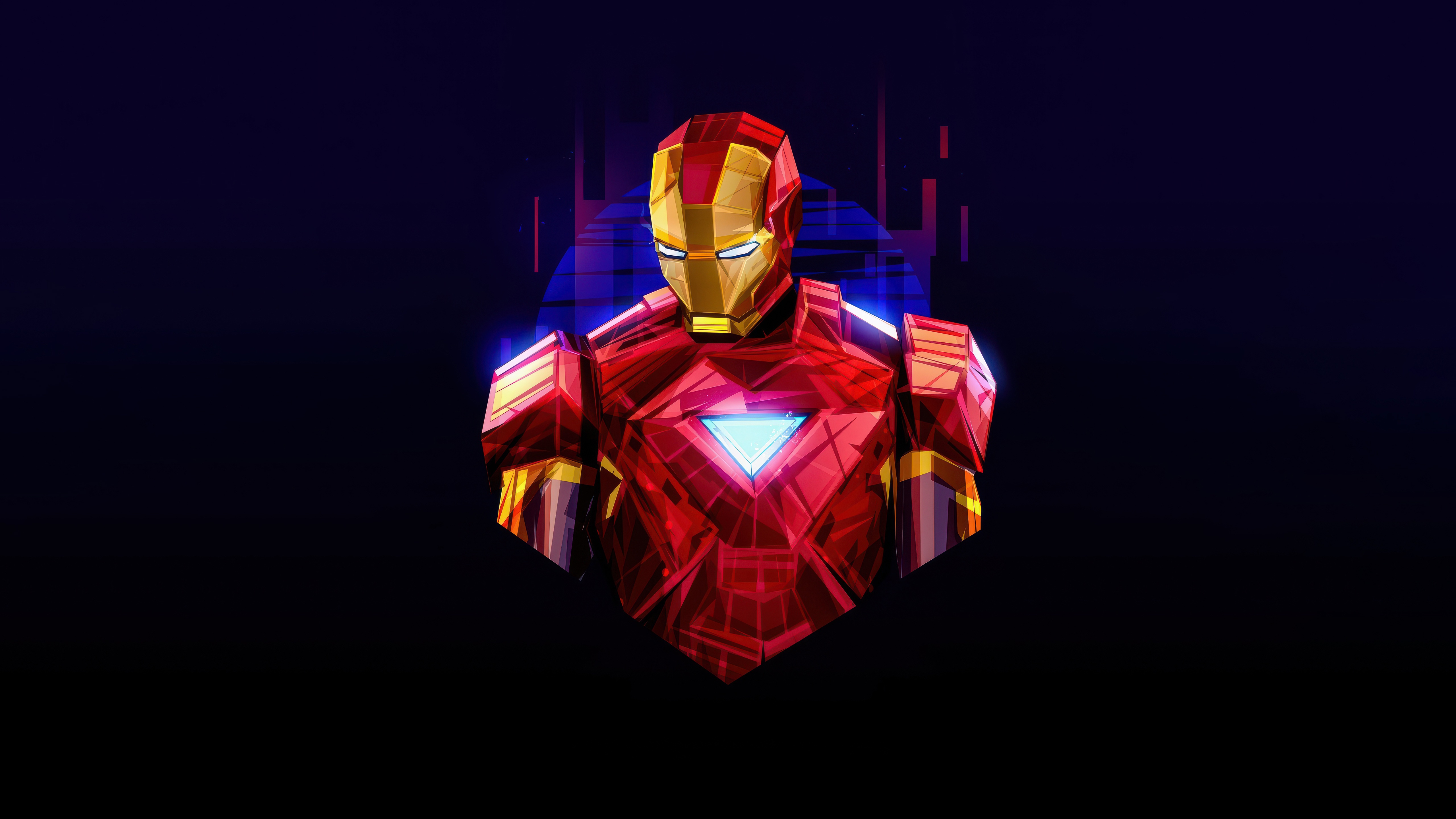 Iron Man low poly art with abstract background HD Wallpaper