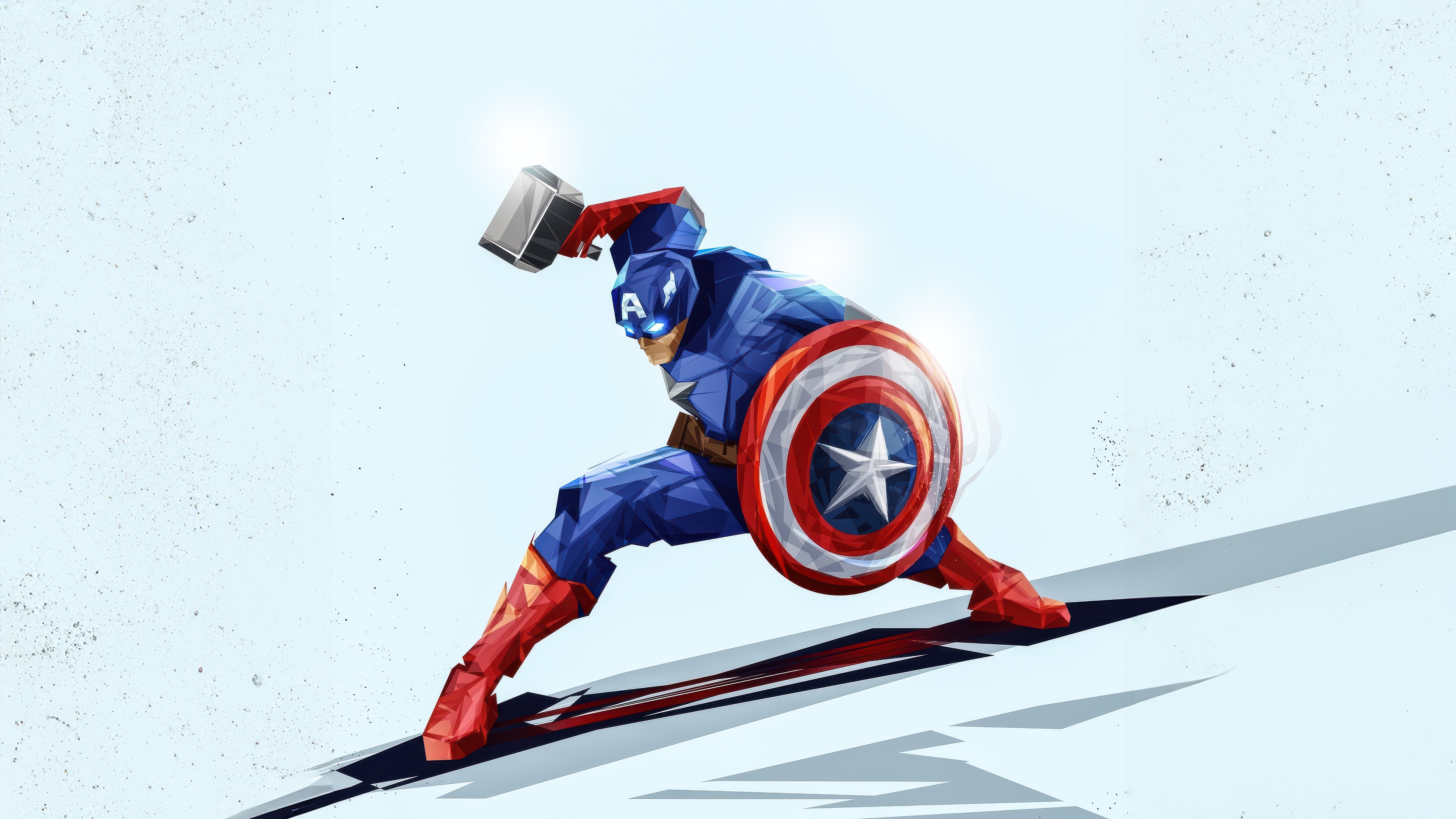 Captain America with Mjolnir and Shield HD Wallpaper