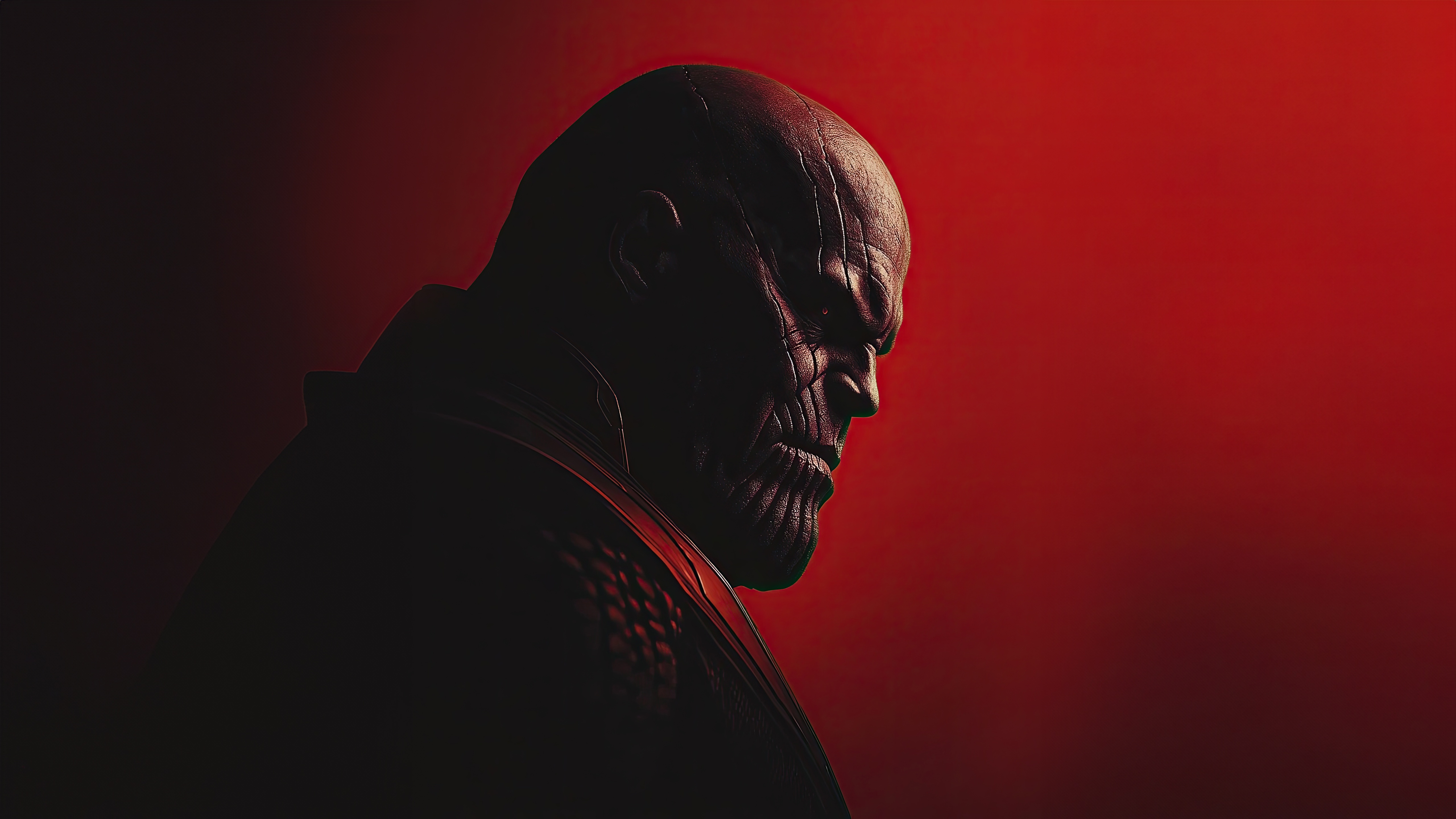 Thanos in Silhouette Against Red Background HD Wallpaper
