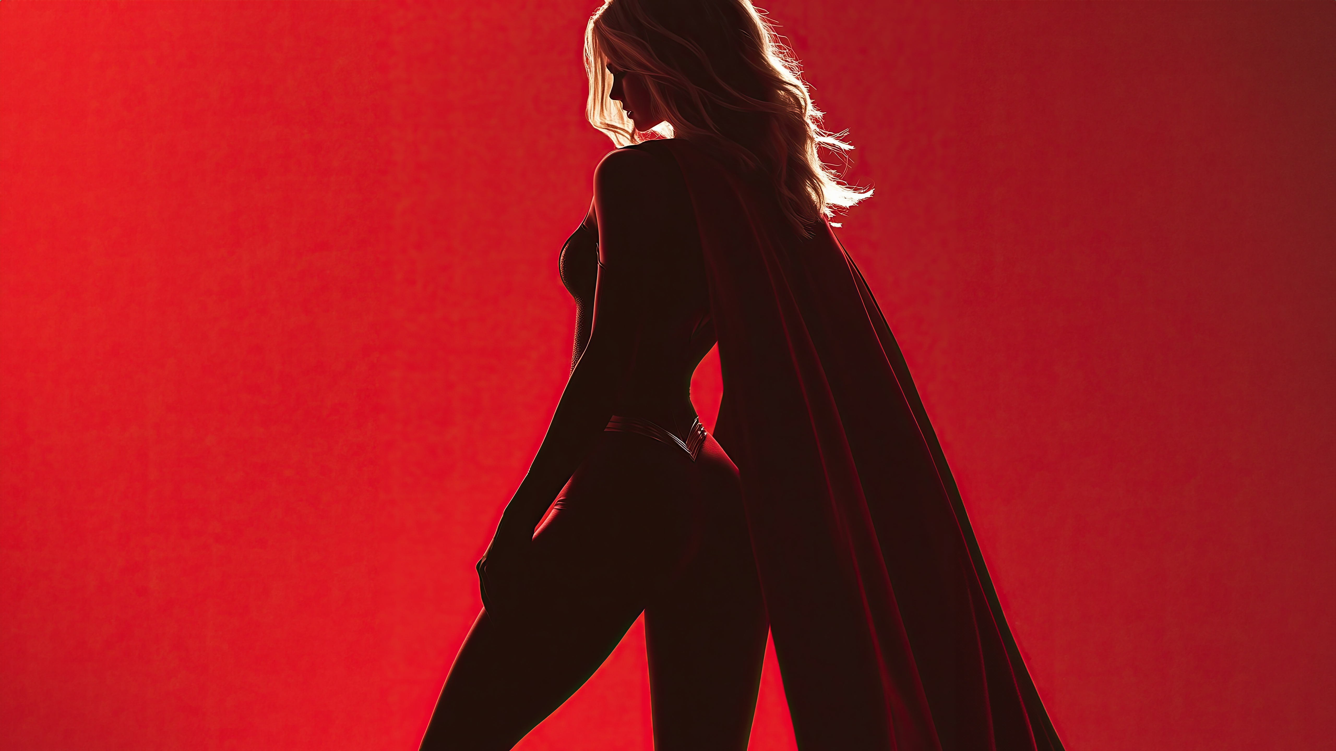 Supergirl in a red cape HD Wallpaper