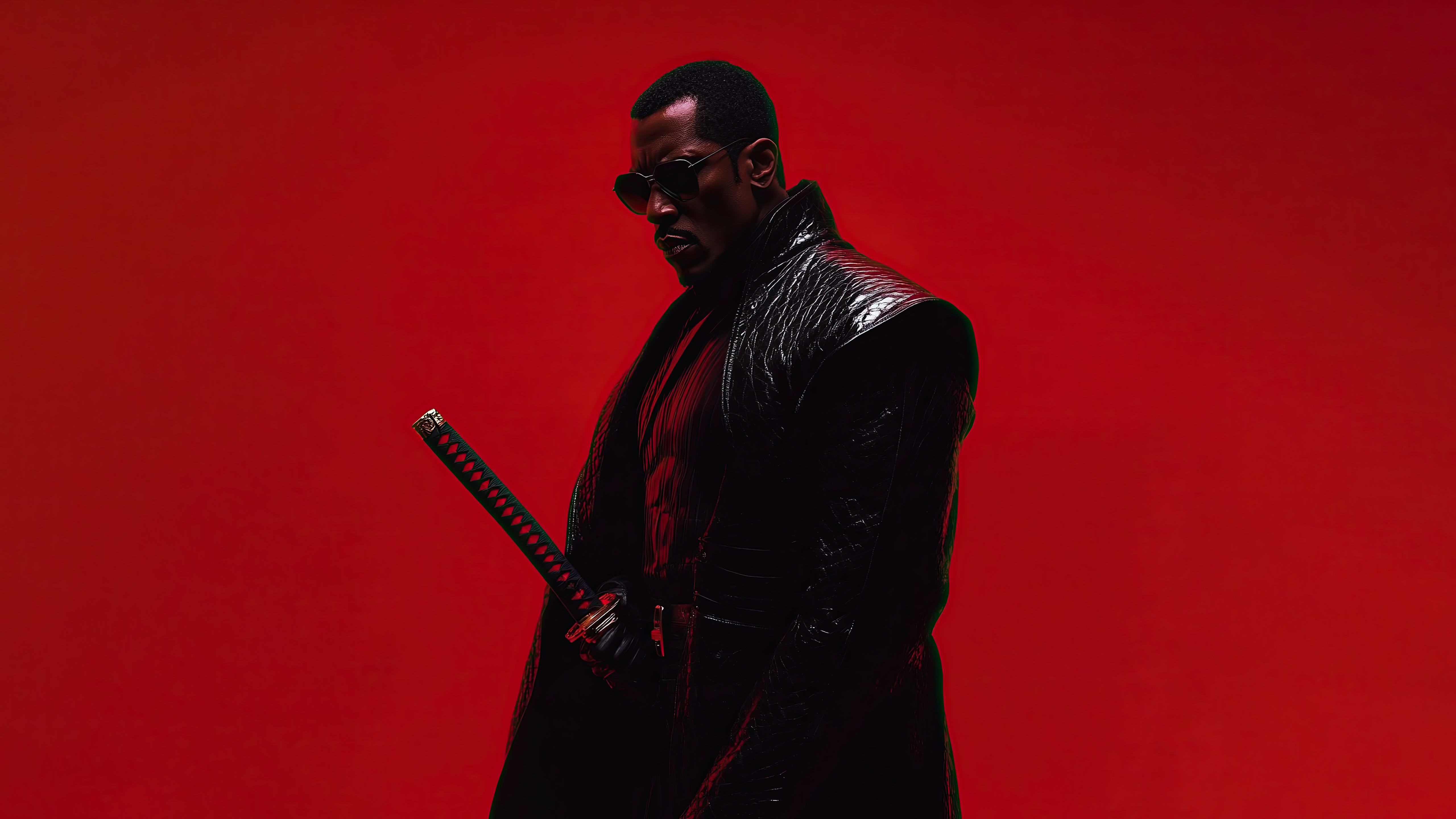 Wesley Snipes as Blade holding a sword HD Wallpaper