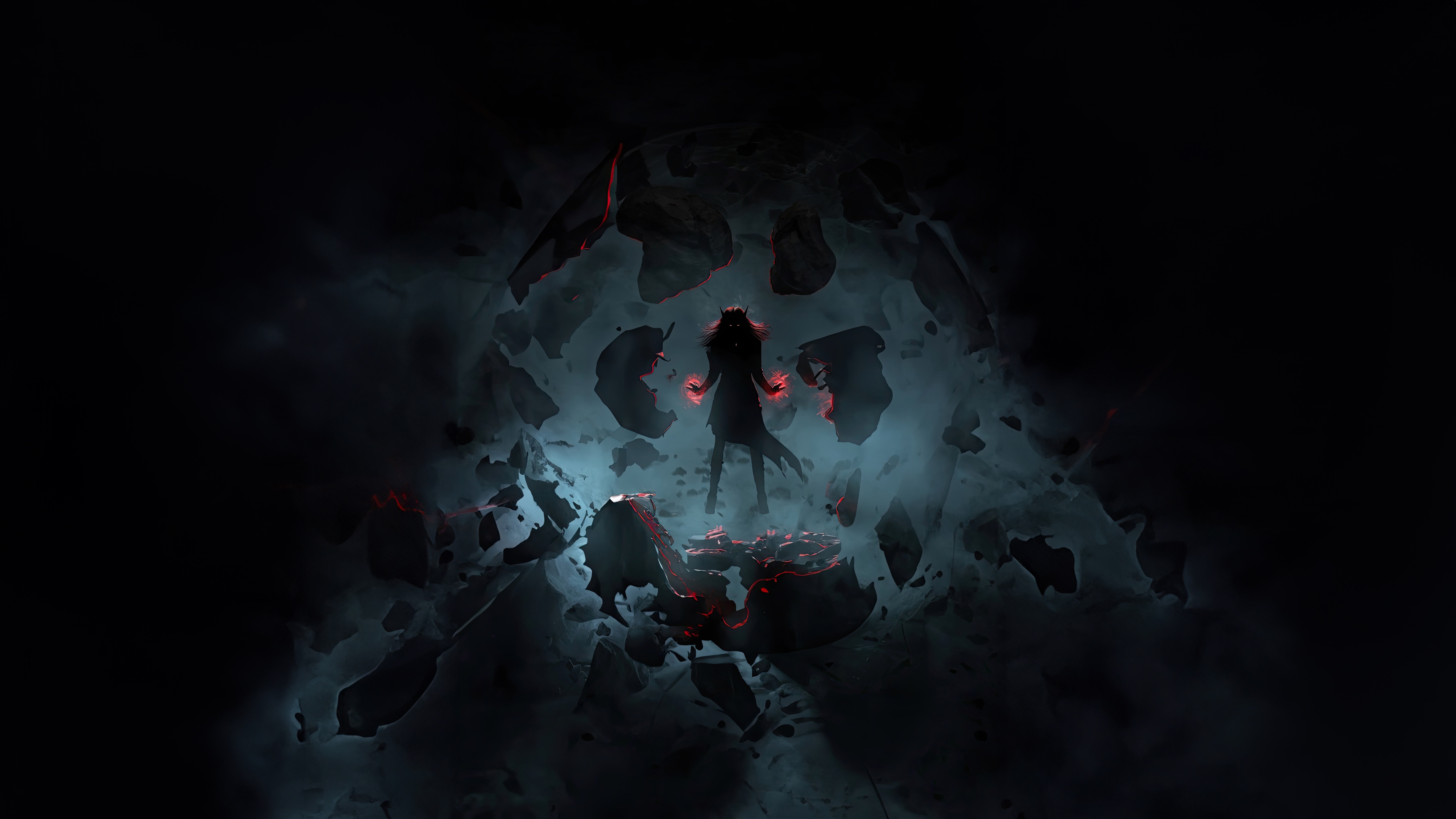 Scarlet Witch surrounded by debris HD Wallpaper
