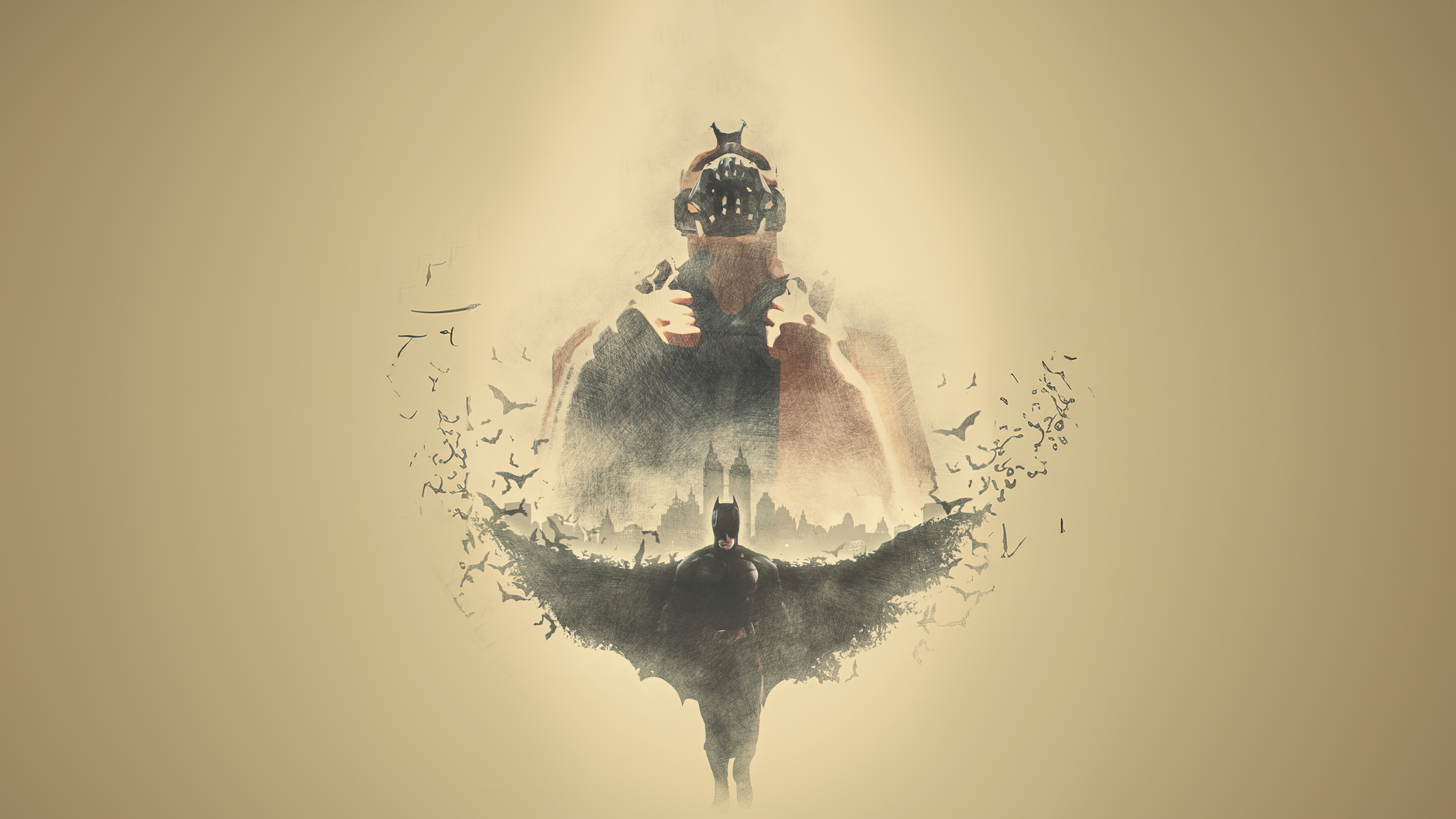 Batman and Bane Double Exposure HD Wallpaper