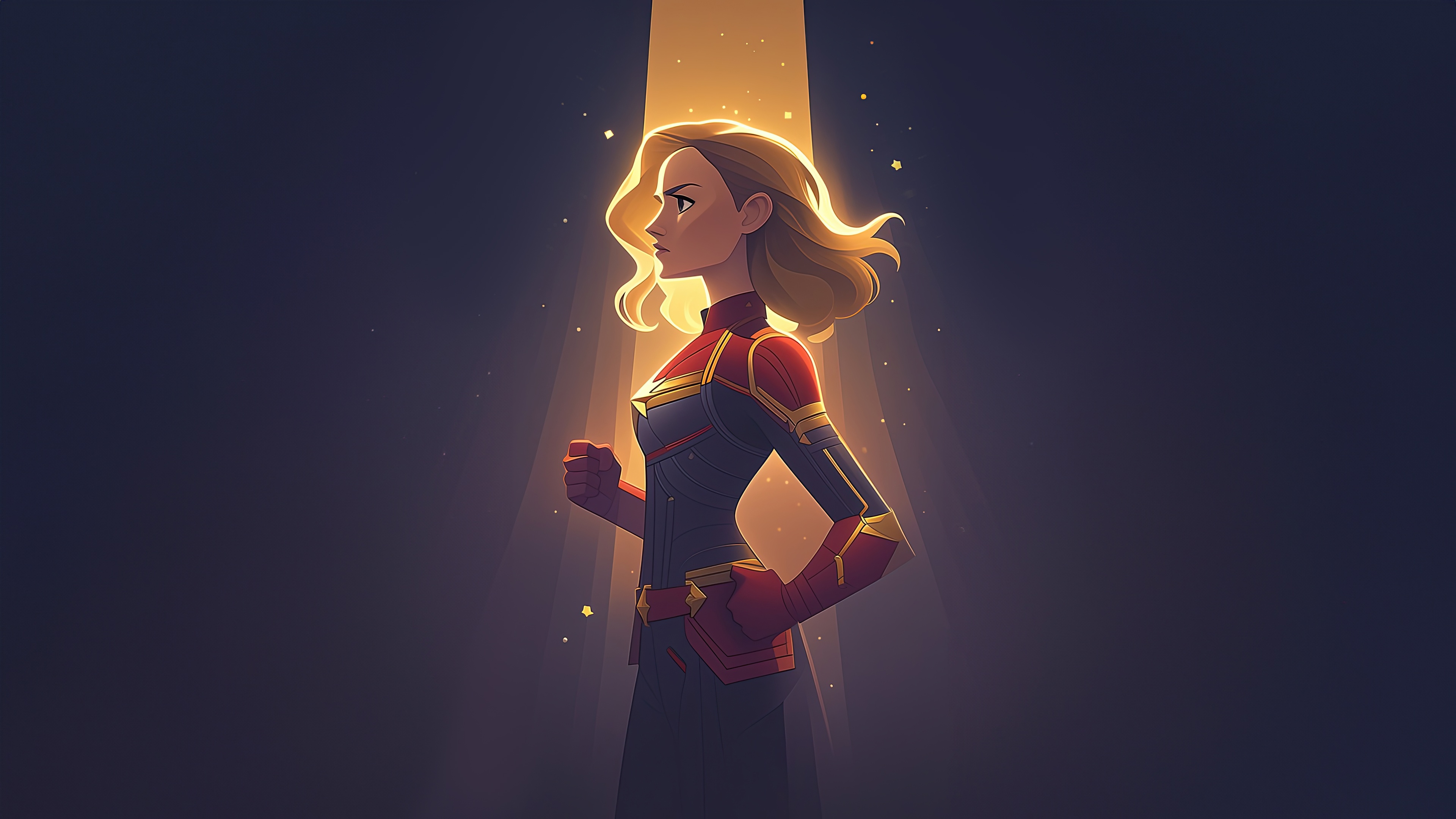 Captain Marvel in a spotlight HD Wallpaper