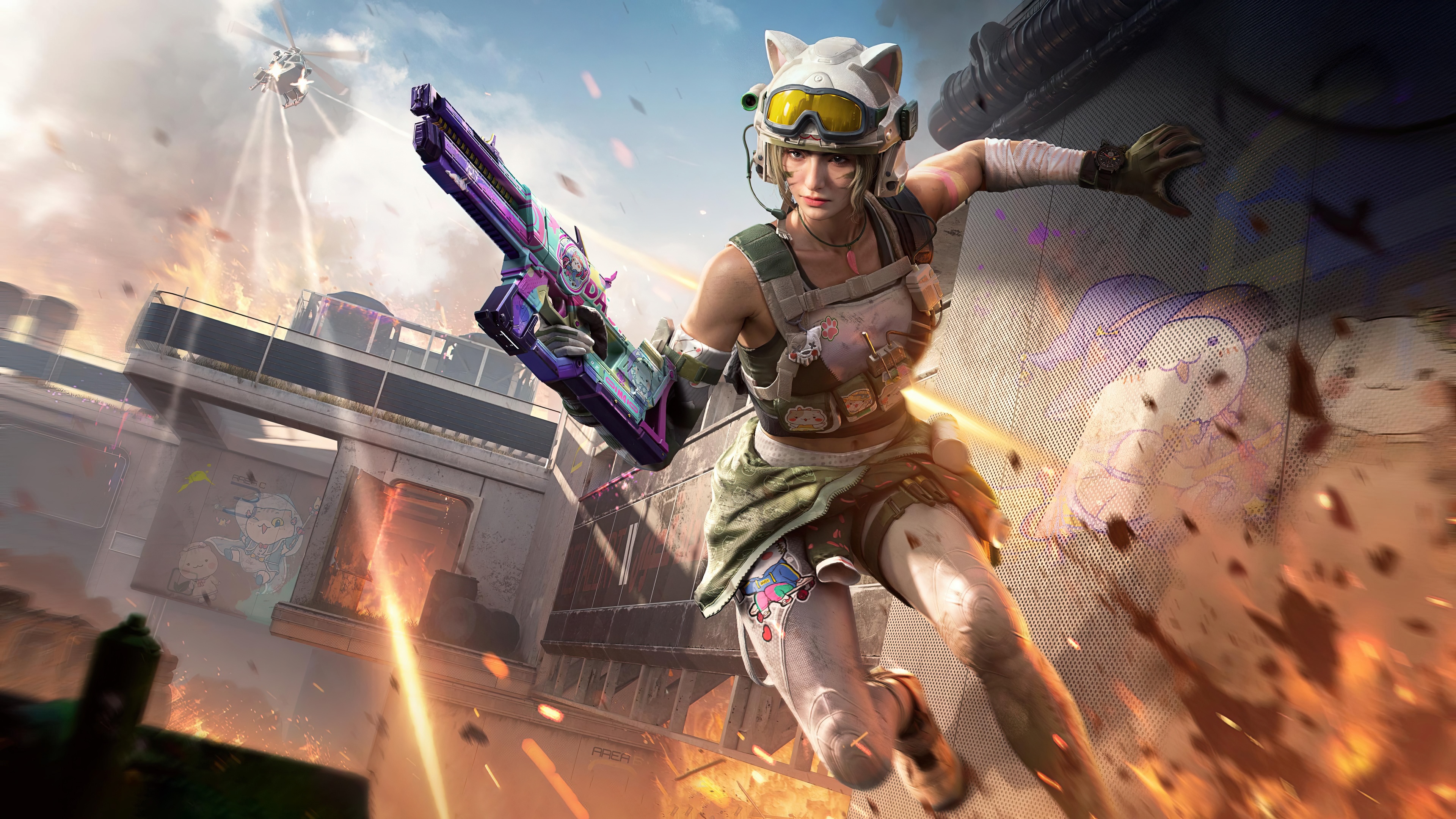 Call of Duty Mobile X Each Meow Character with Gun HD Wallpaper