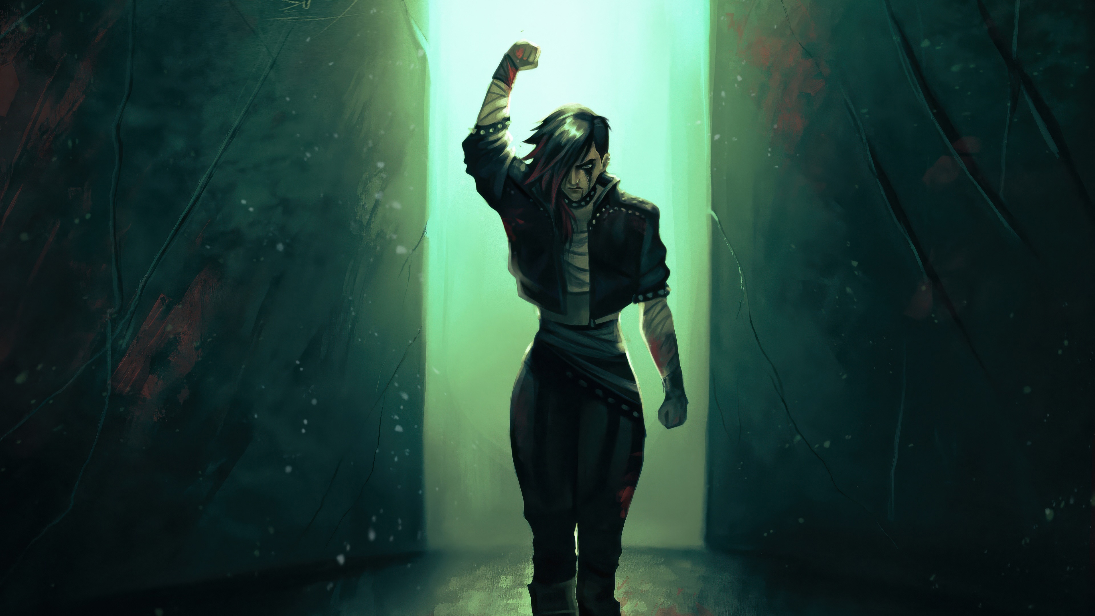 Arcane Season 2 Fan Art: Character with Fist Raised HD Wallpaper