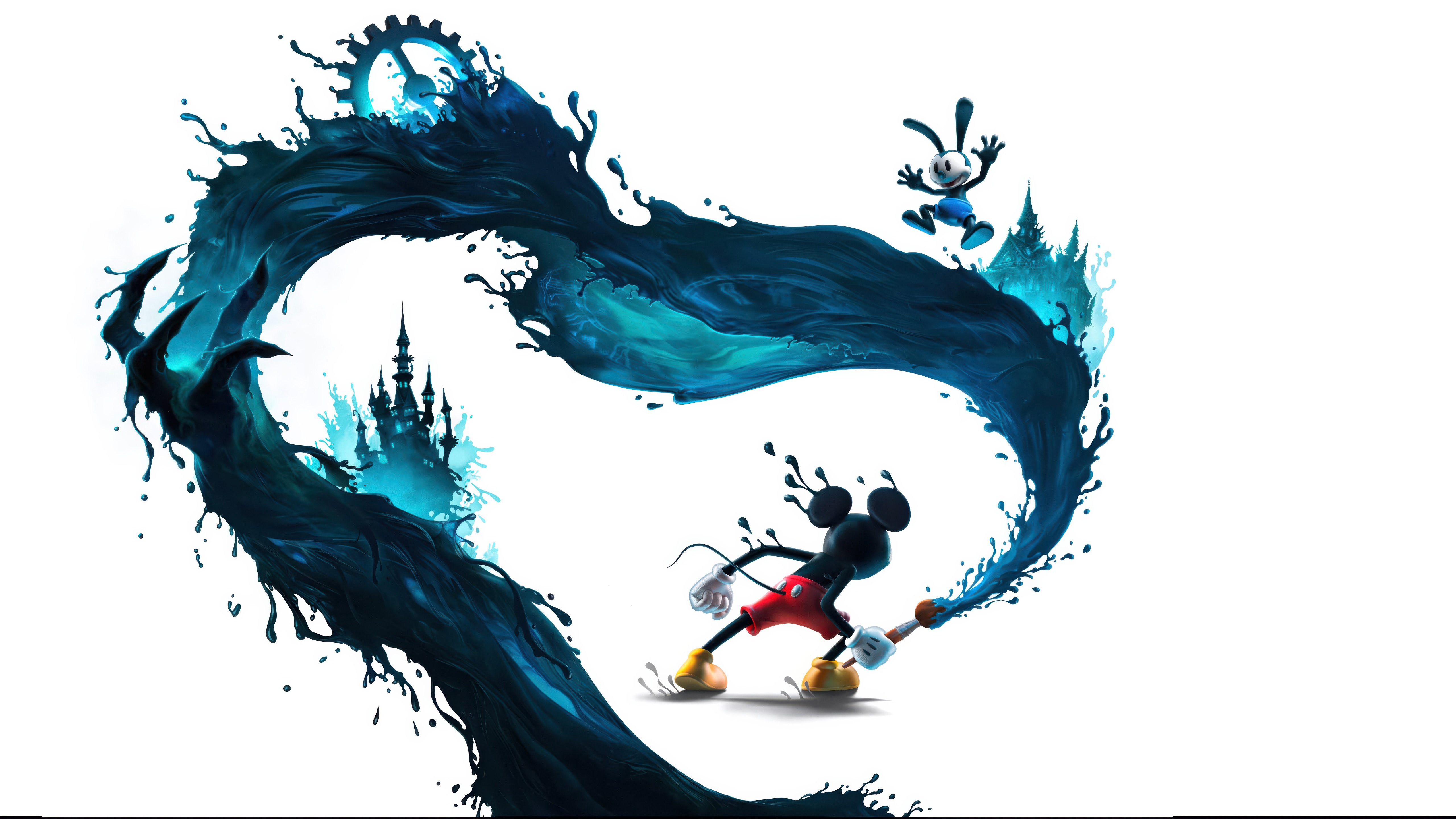 Mickey Mouse and Oswald the Lucky Rabbit painting HD Wallpaper
