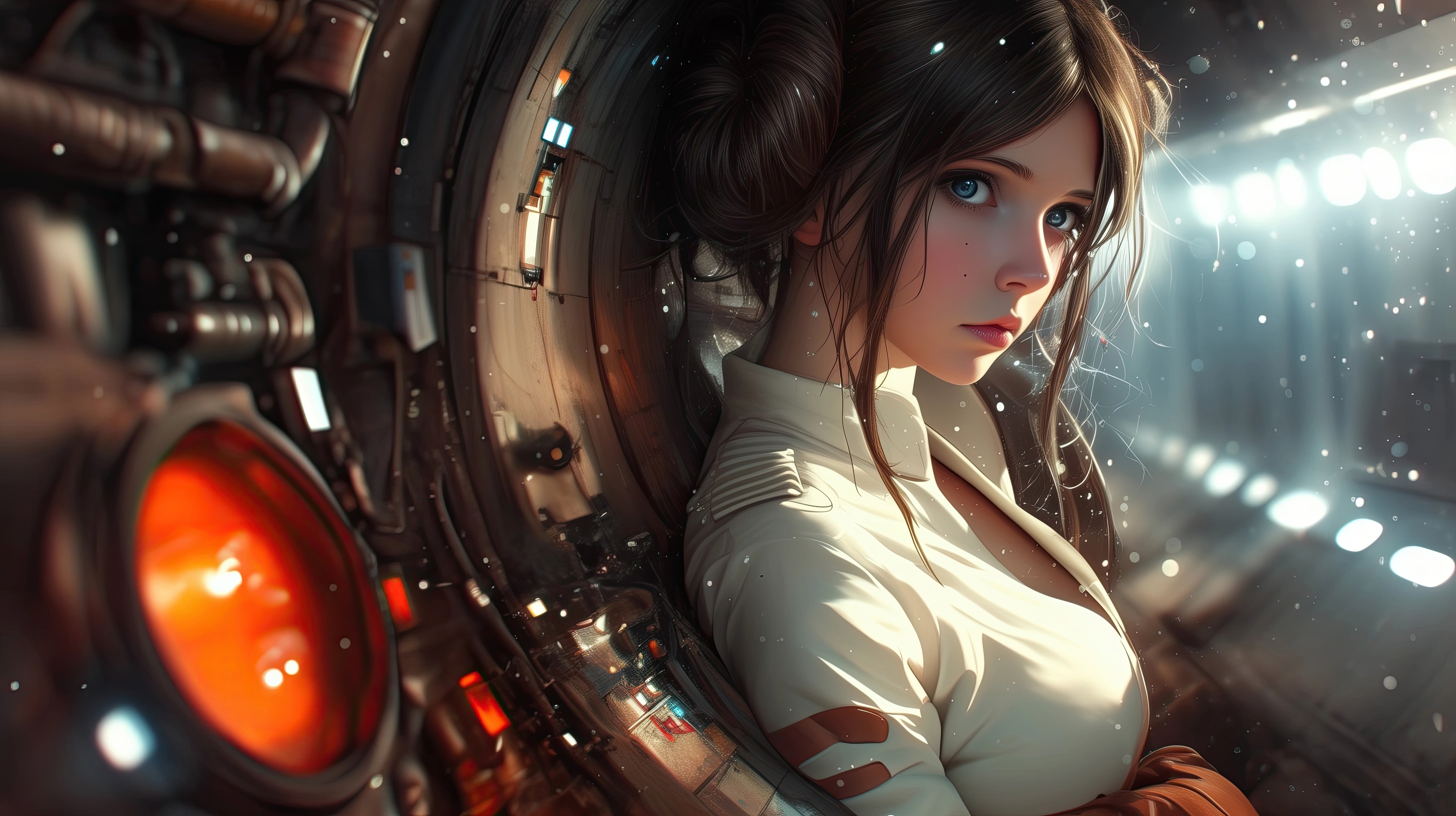 Princess Leia in a Sci-Fi Setting HD Wallpaper