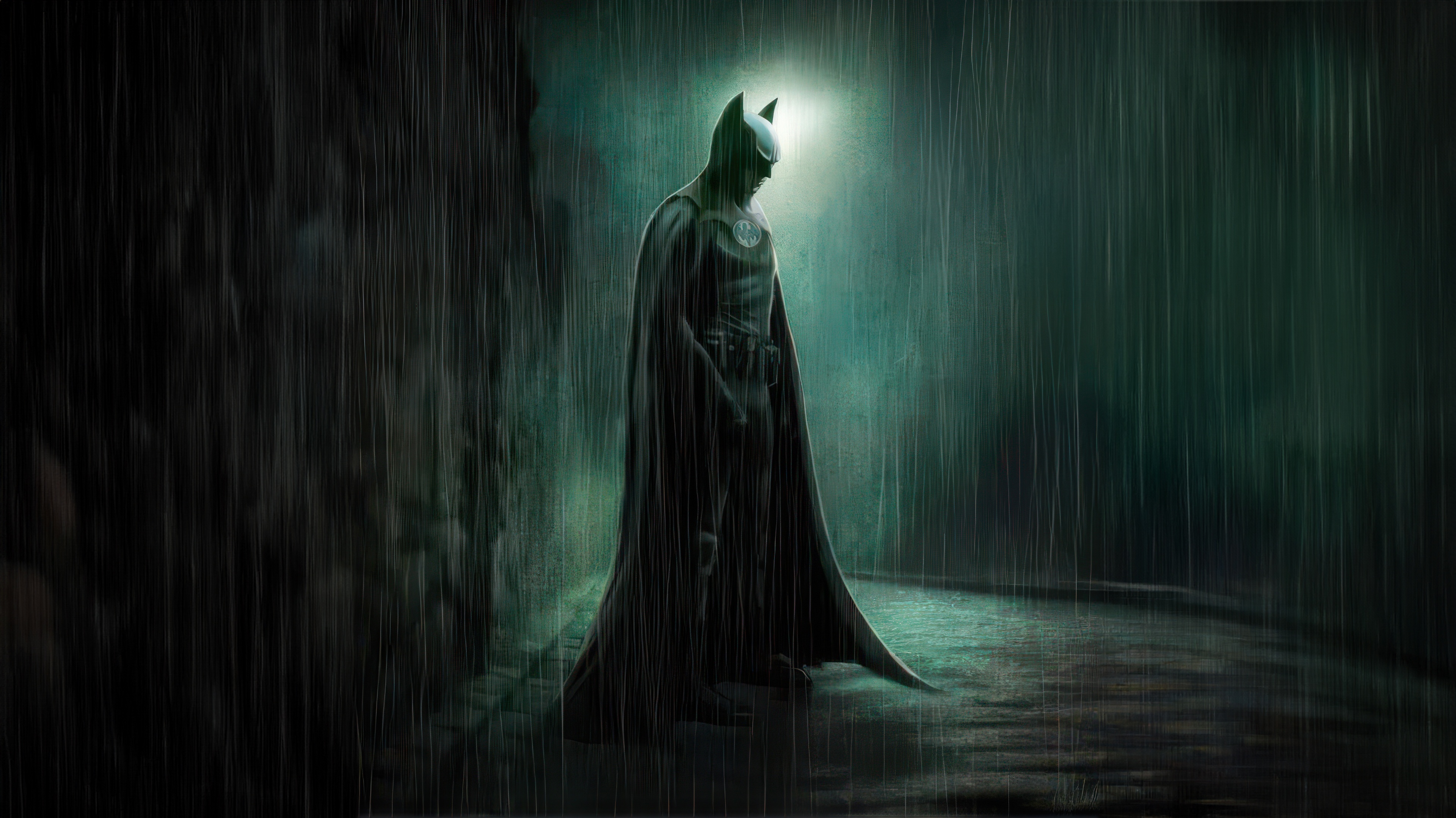 Batman standing in the rain HD Wallpaper