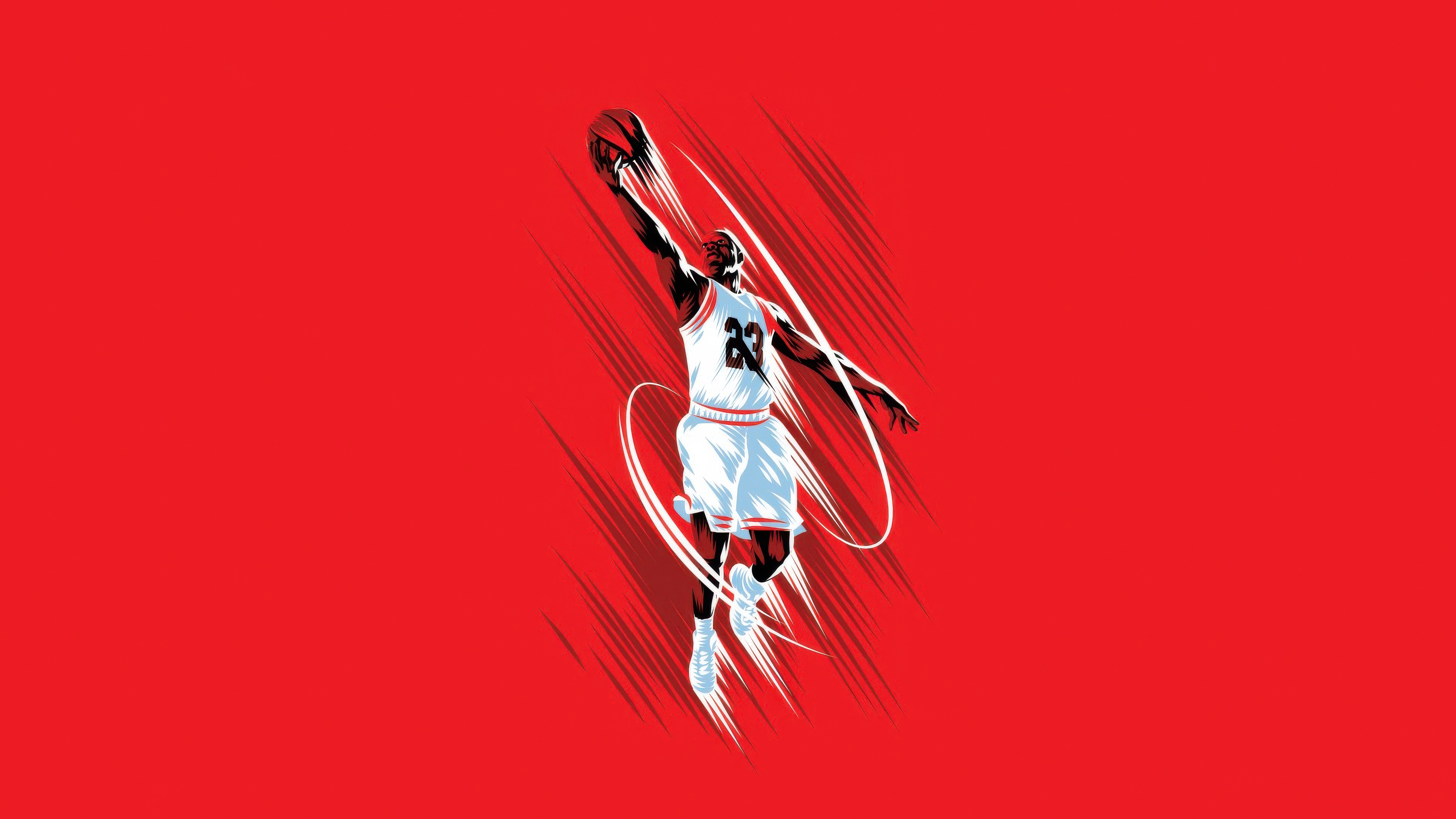 Michael Jordan Dunking on Red Background HD Wallpaper