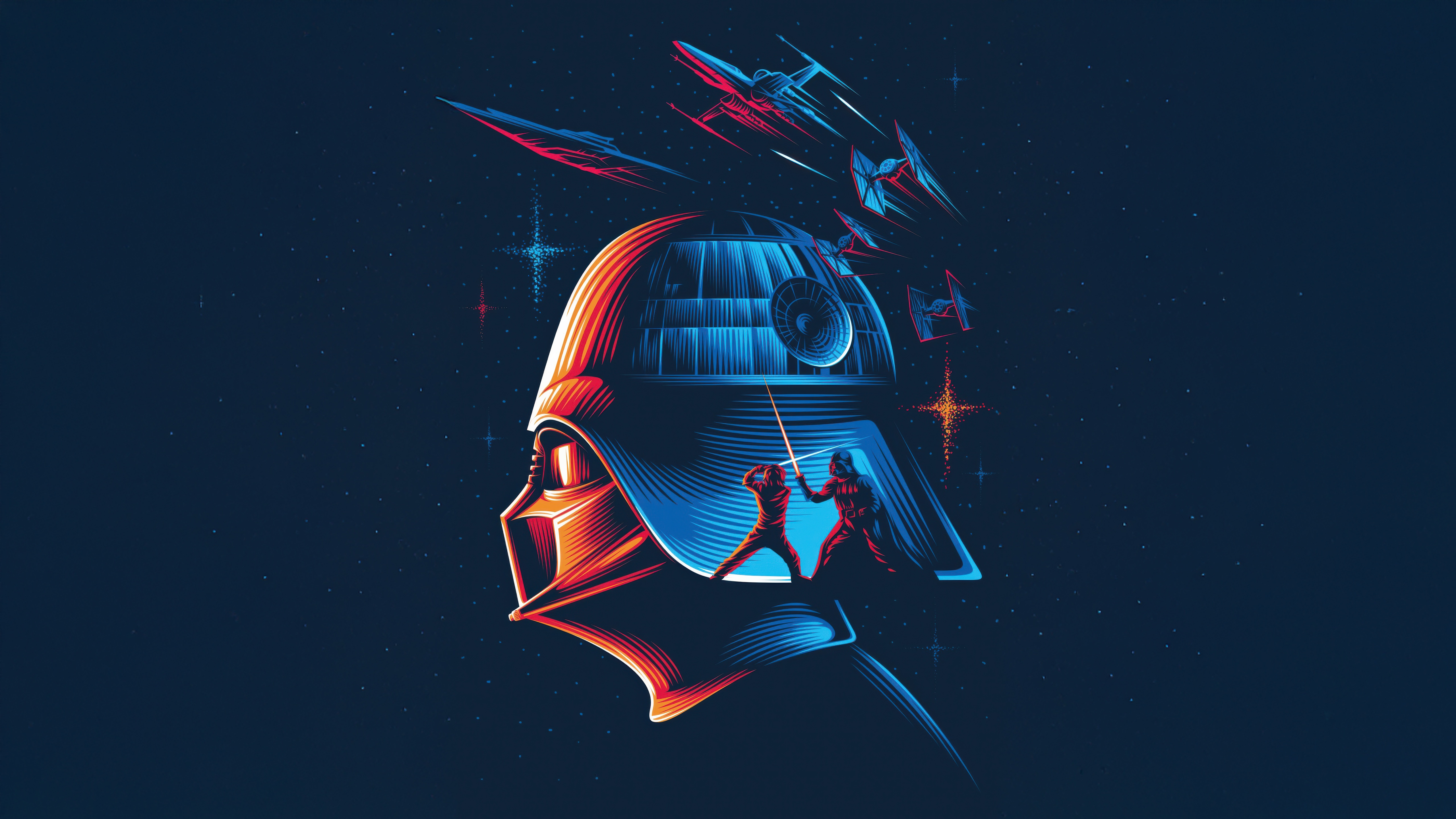 Darth Vader and Star Wars Elements HD Wallpaper
