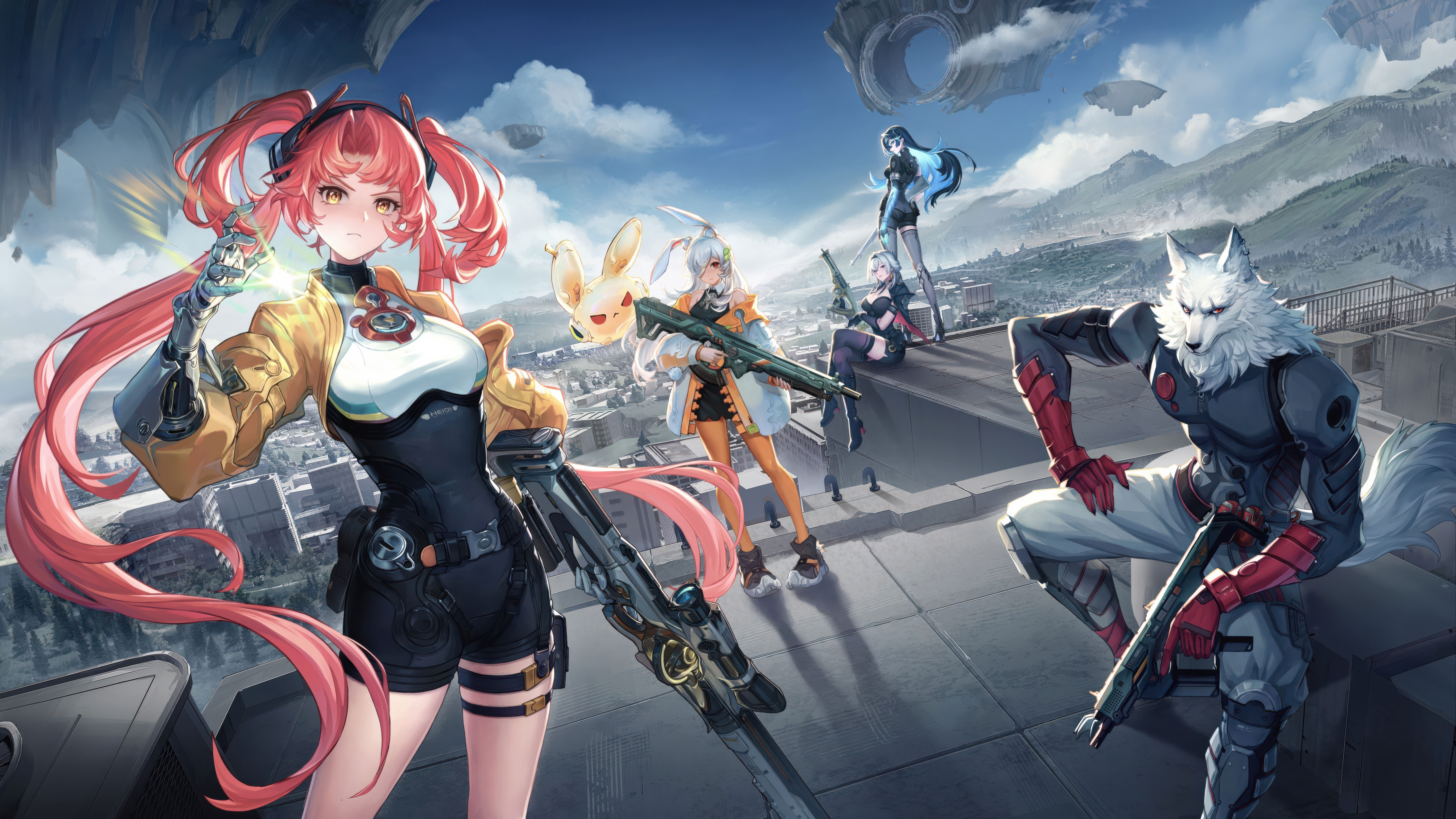 Fate Trigger The Novita Characters on Rooftop HD Wallpaper