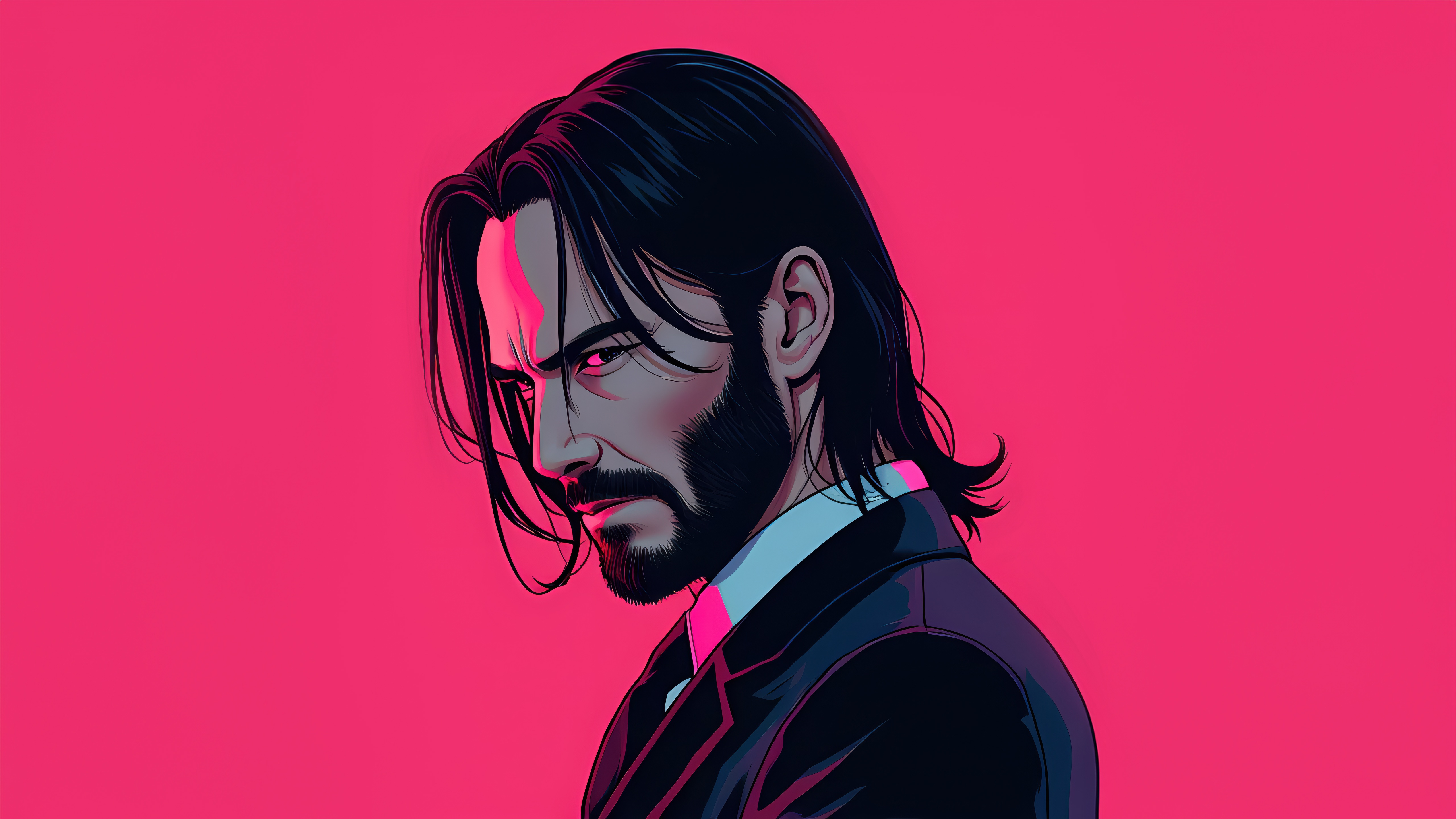 John Wick in Anime Style HD Wallpaper