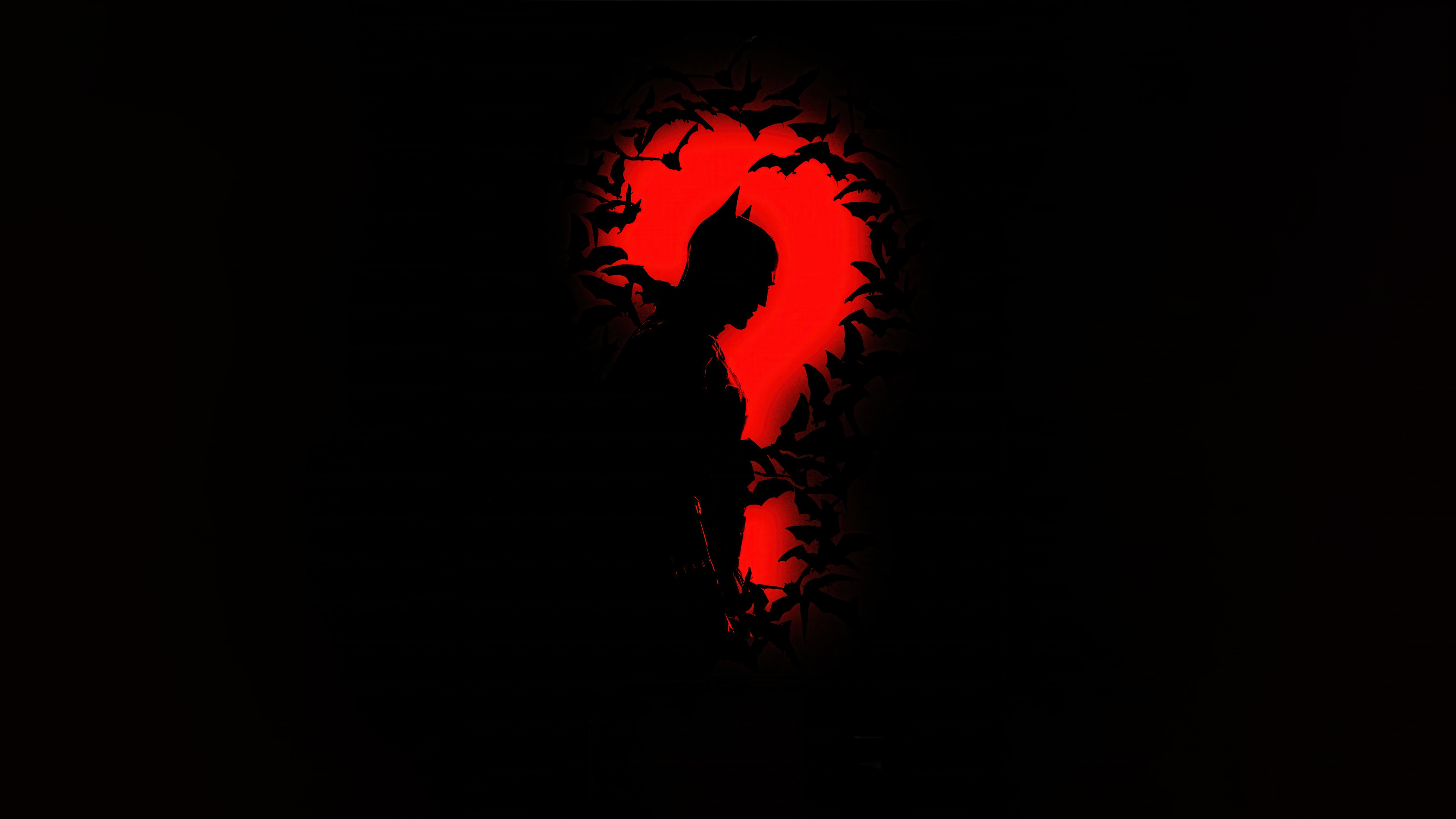Batman silhouette against a red question mark HD Wallpaper