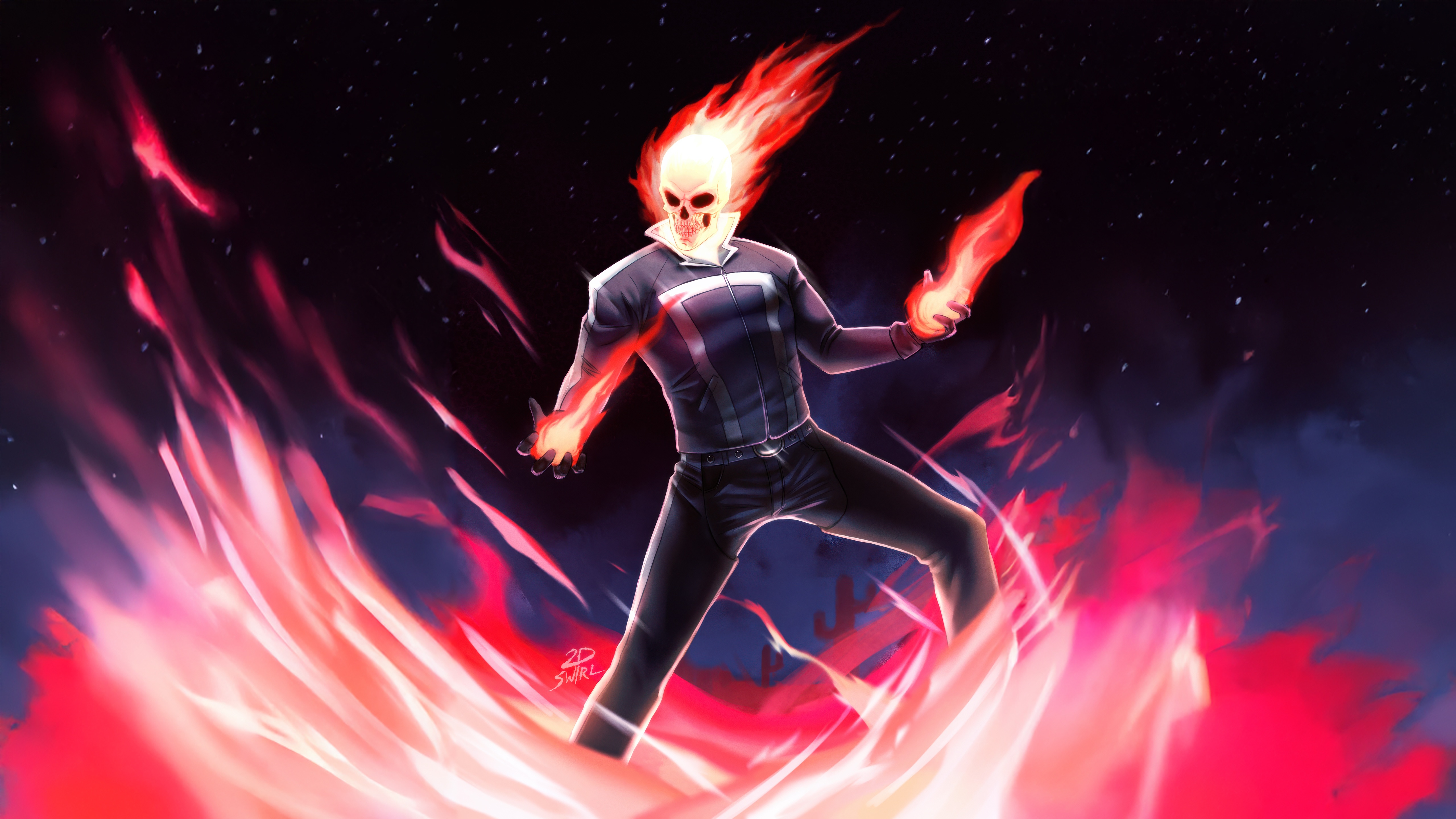 Ghost Rider surrounded by flames HD Wallpaper