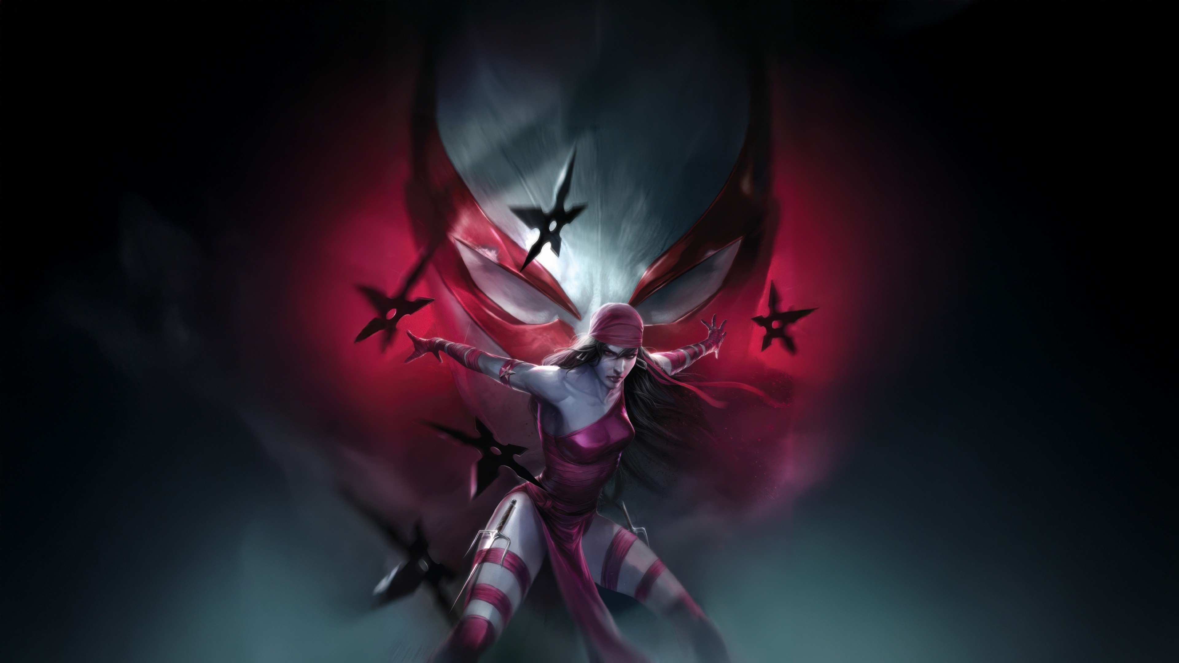 Elektra Natchios with Spider-Man Mask in Background HD Wallpaper
