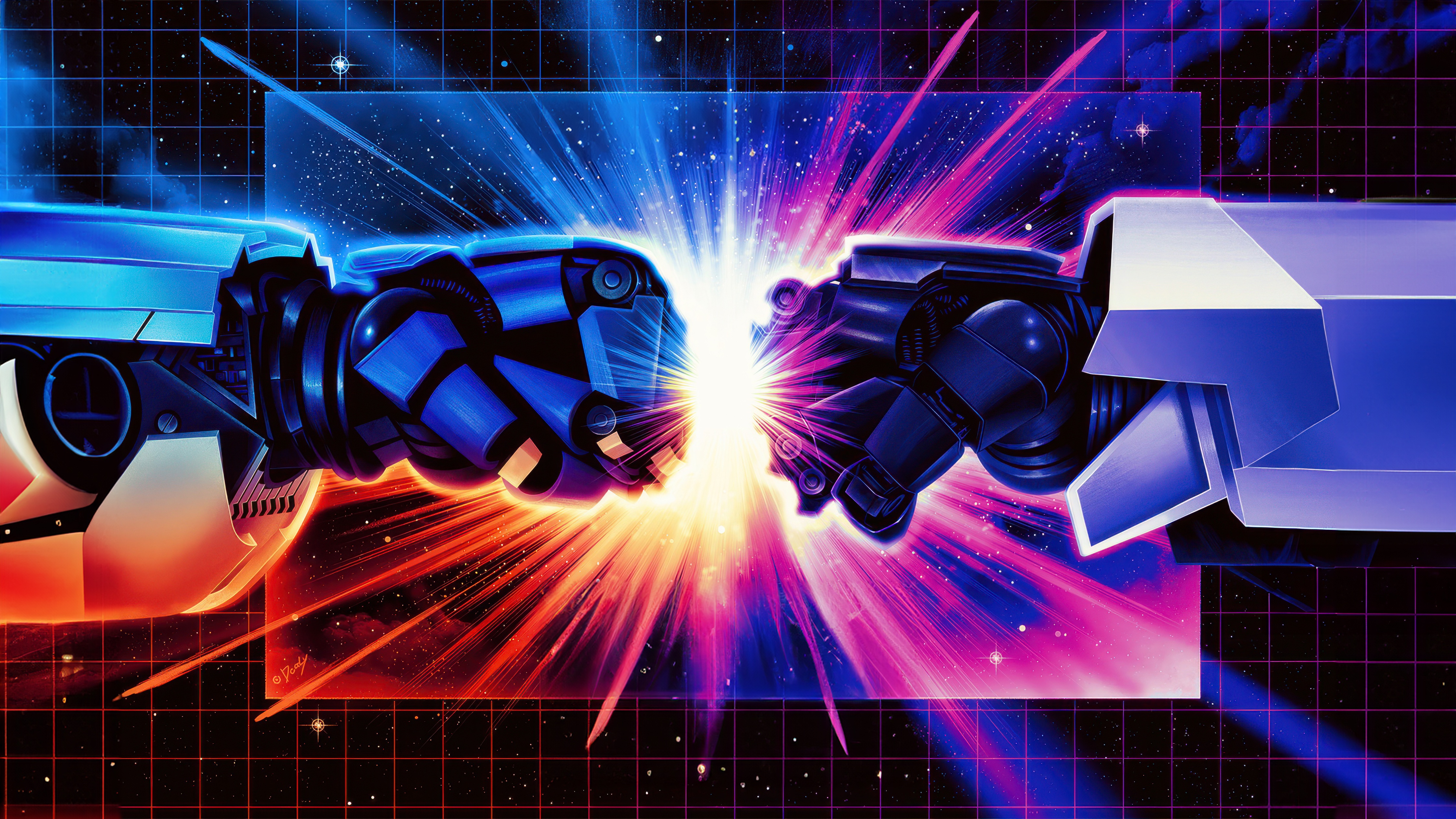 Transformers Fist Bump in Space HD Wallpaper