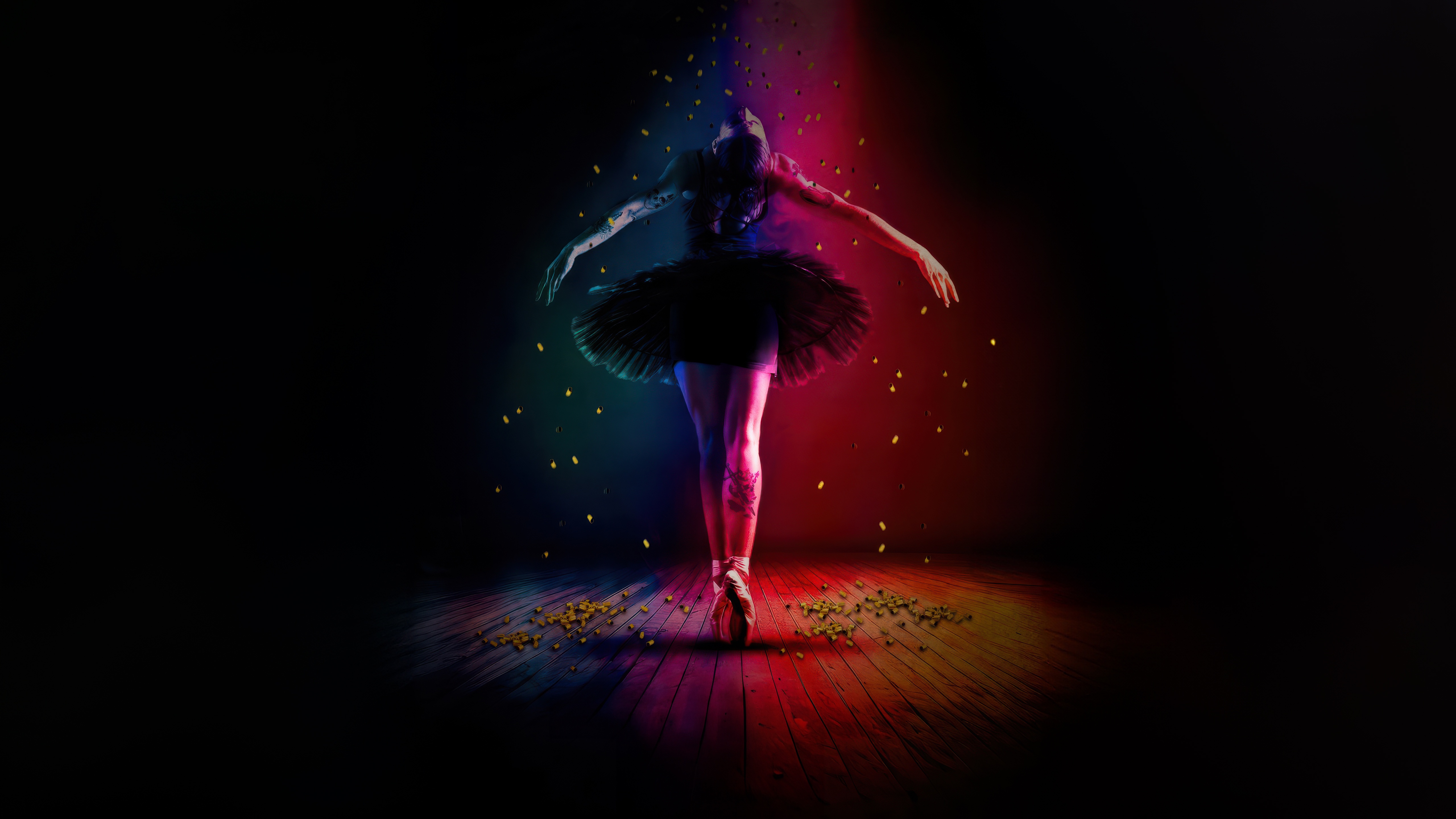 Ballerina dancing with confetti HD Wallpaper