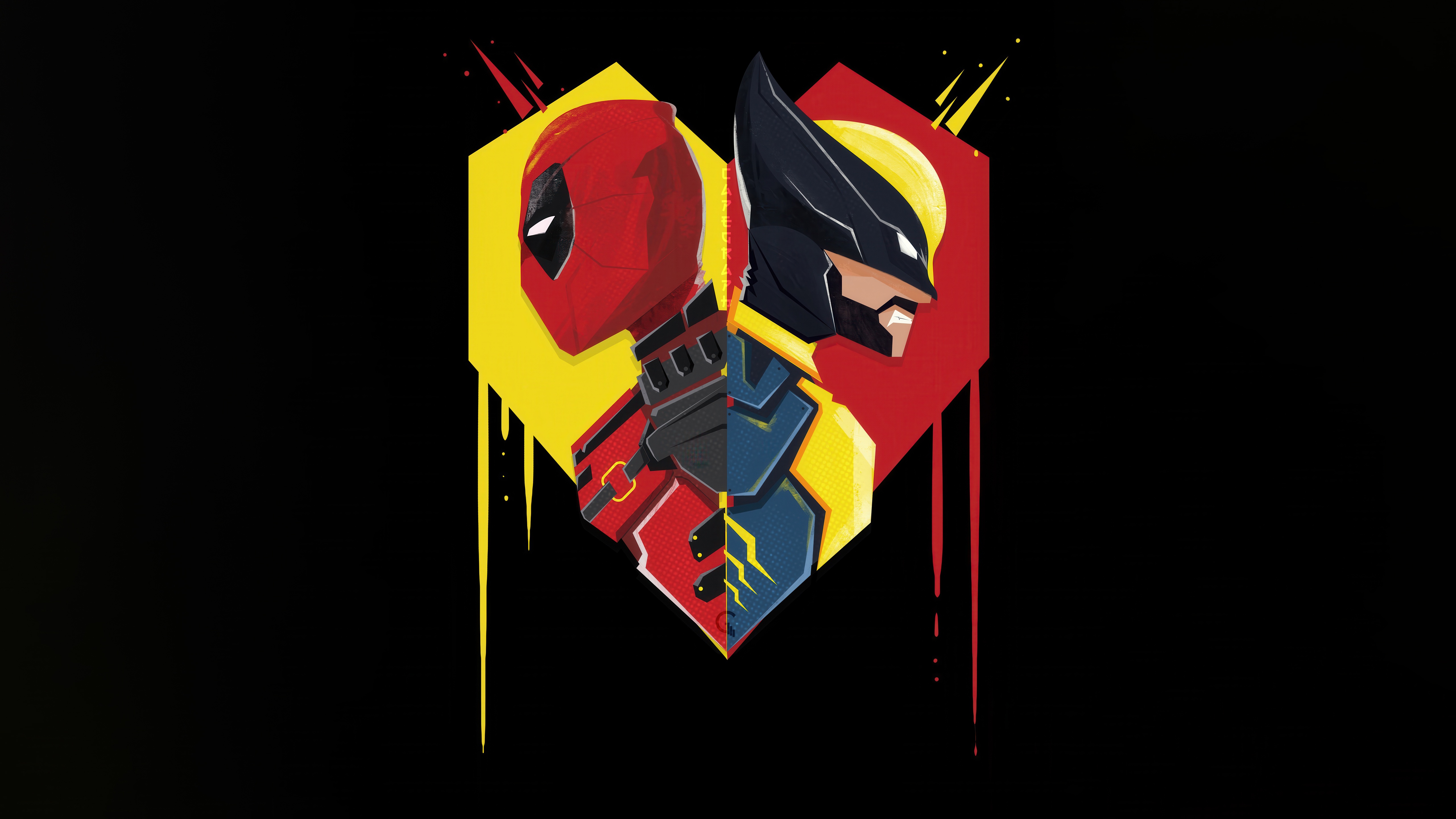 Deadpool and Wolverine in a heart shape HD Wallpaper