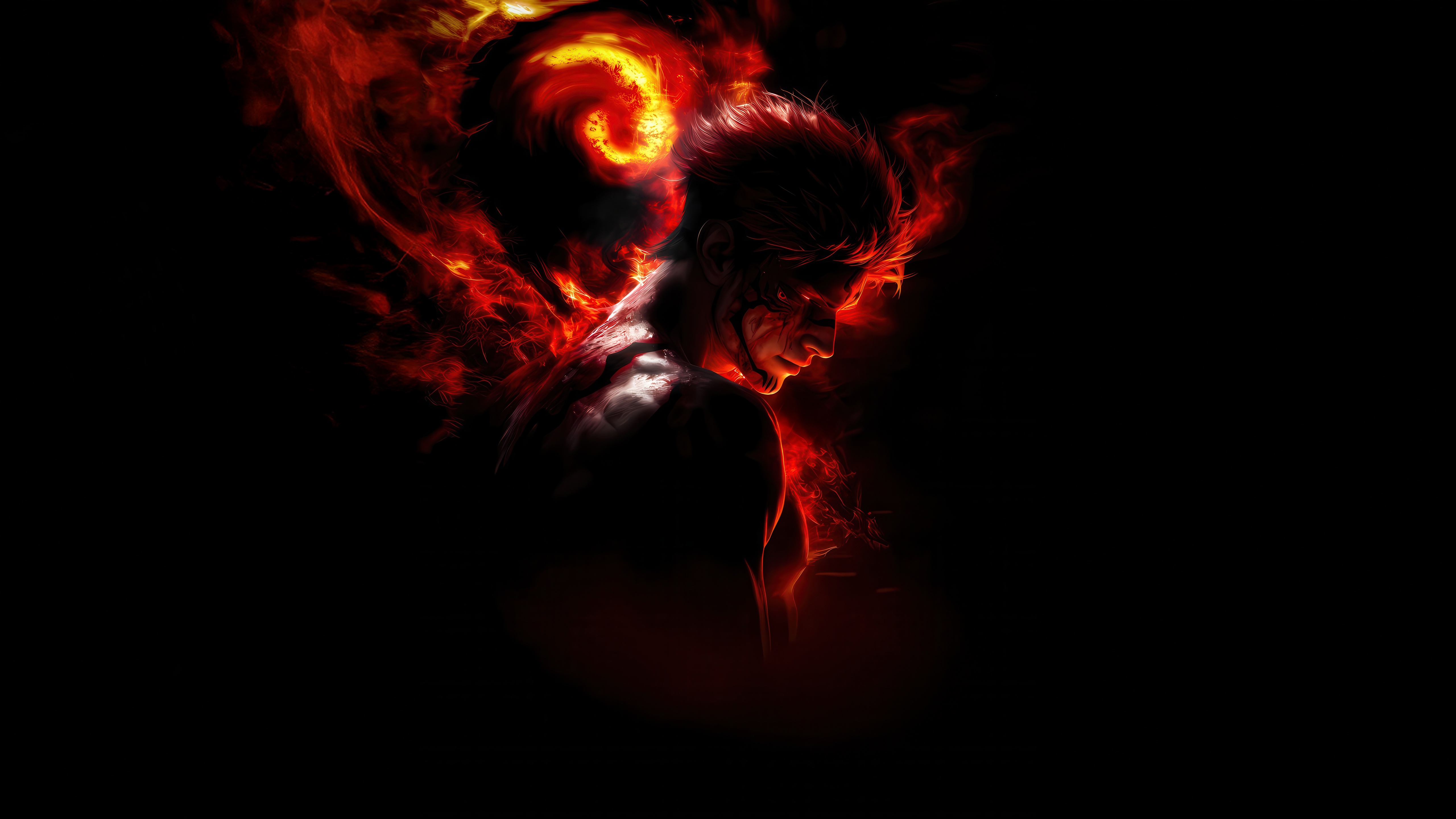 Ryomen Sukuna engulfed in flames HD Wallpaper
