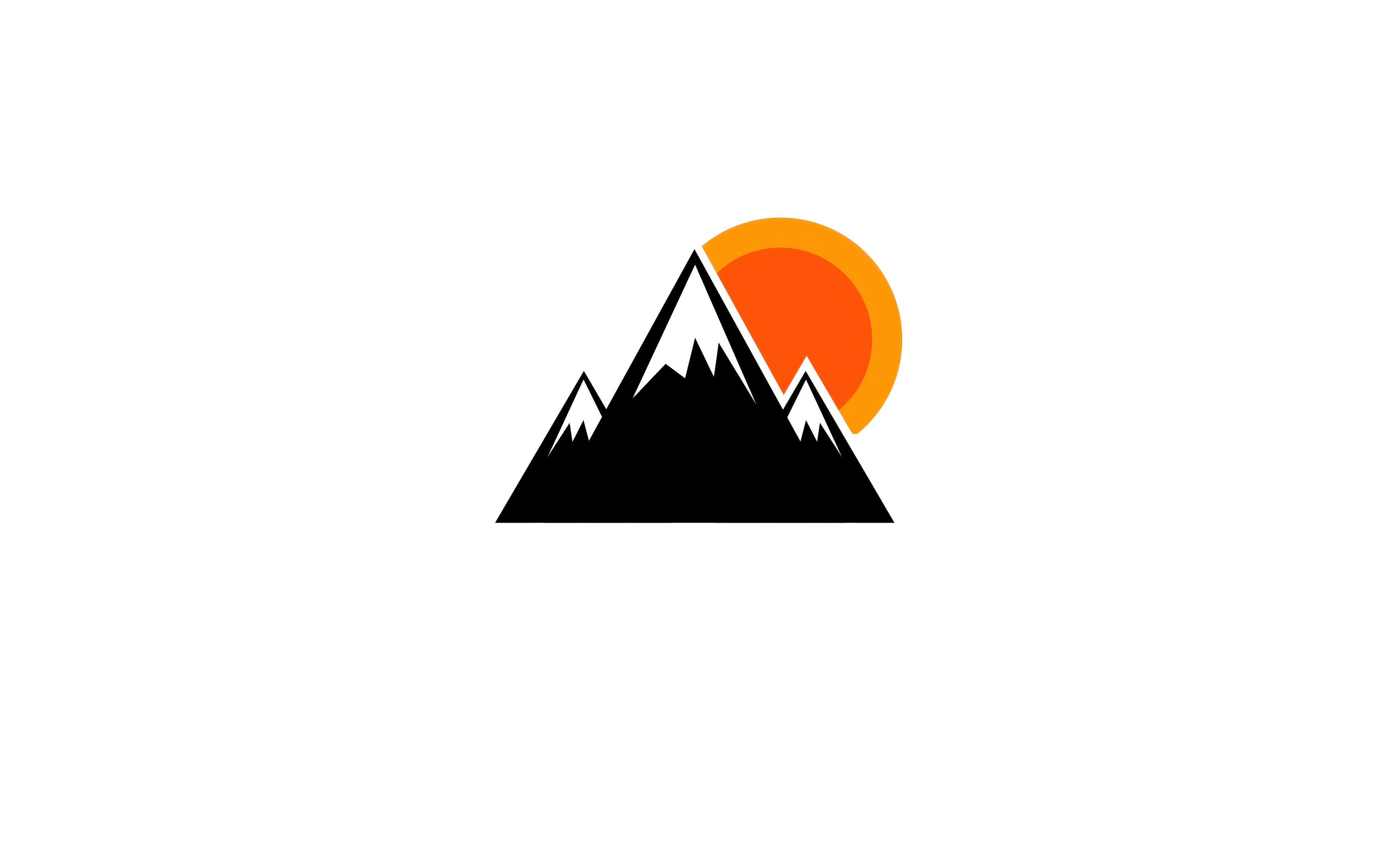 Minimalist Mountains and Sun Logo HD Wallpaper