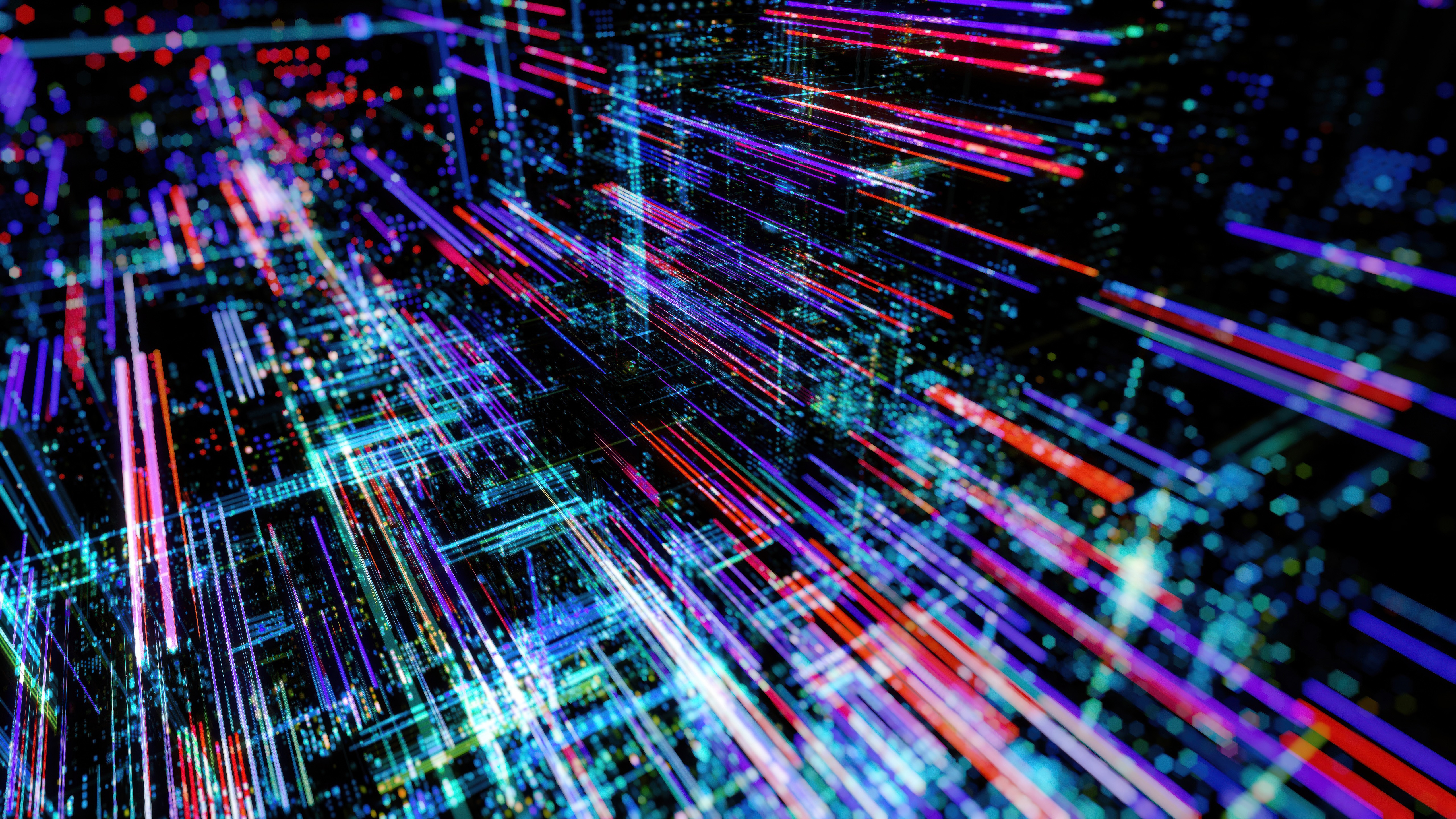 Abstract digital grid with fast moving lines HD Wallpaper