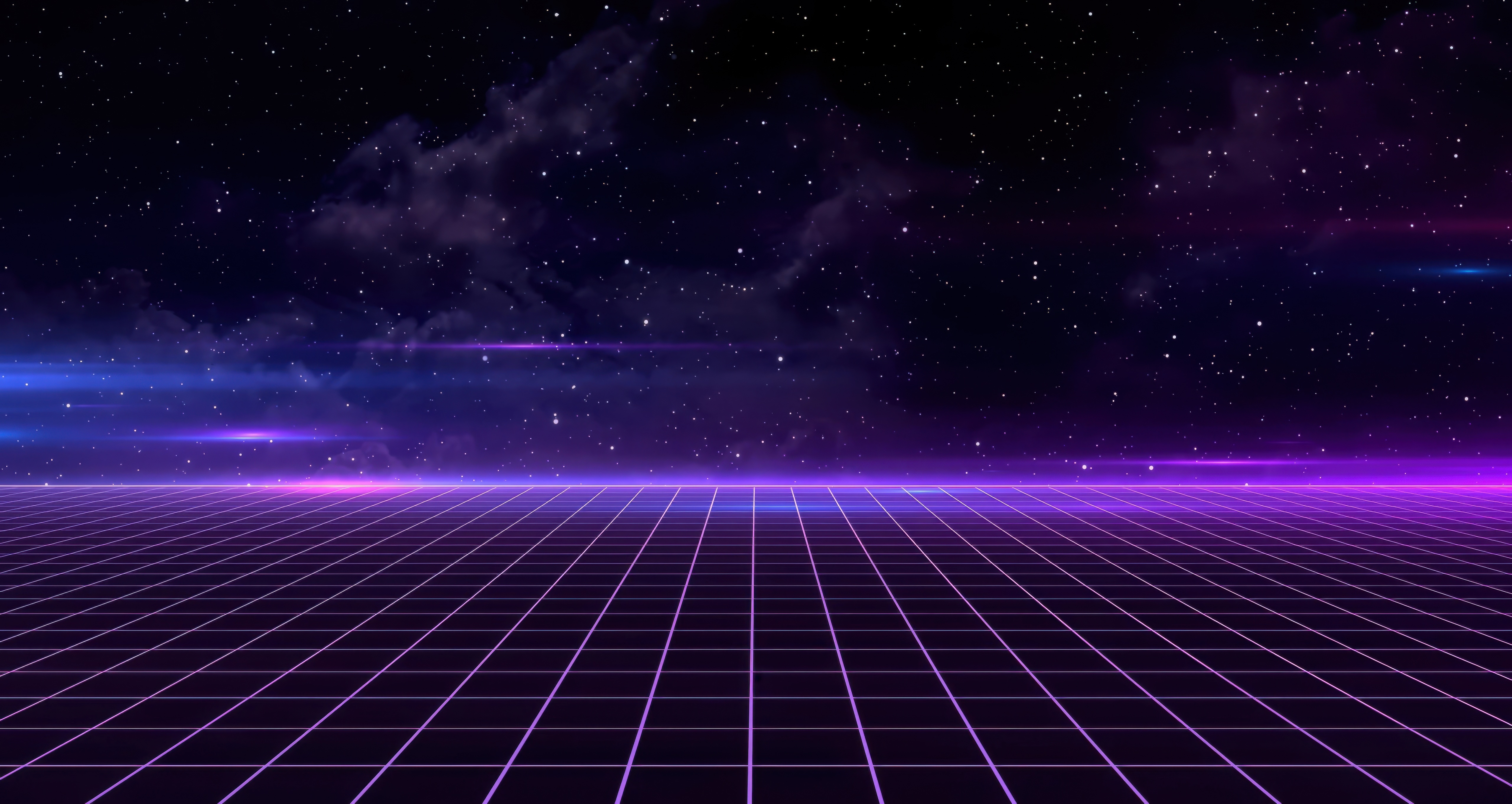 Retrowave Cyber Grid with Purple Hues HD Wallpaper