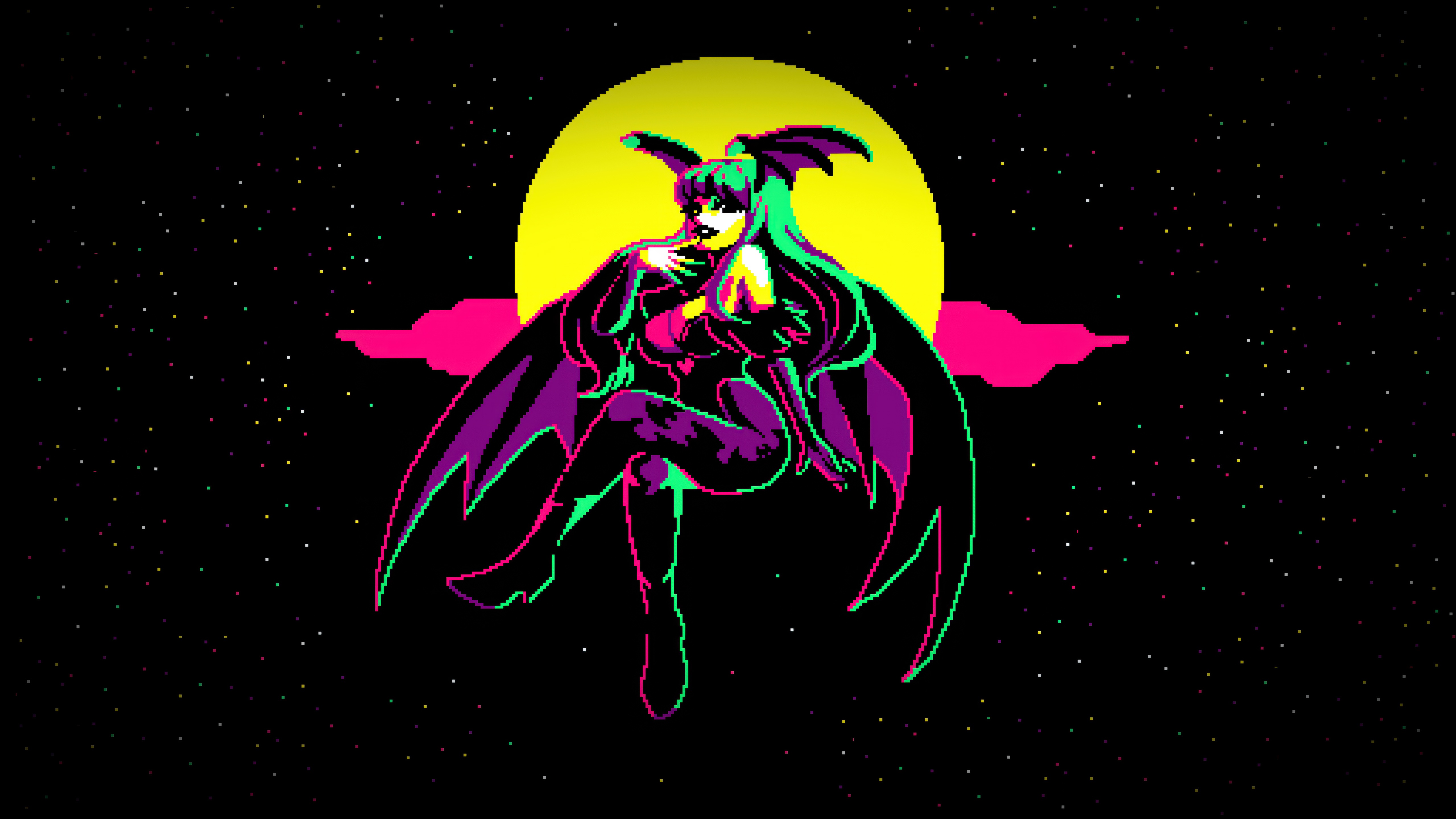 Morrigan Aensland in pixel art style HD Wallpaper