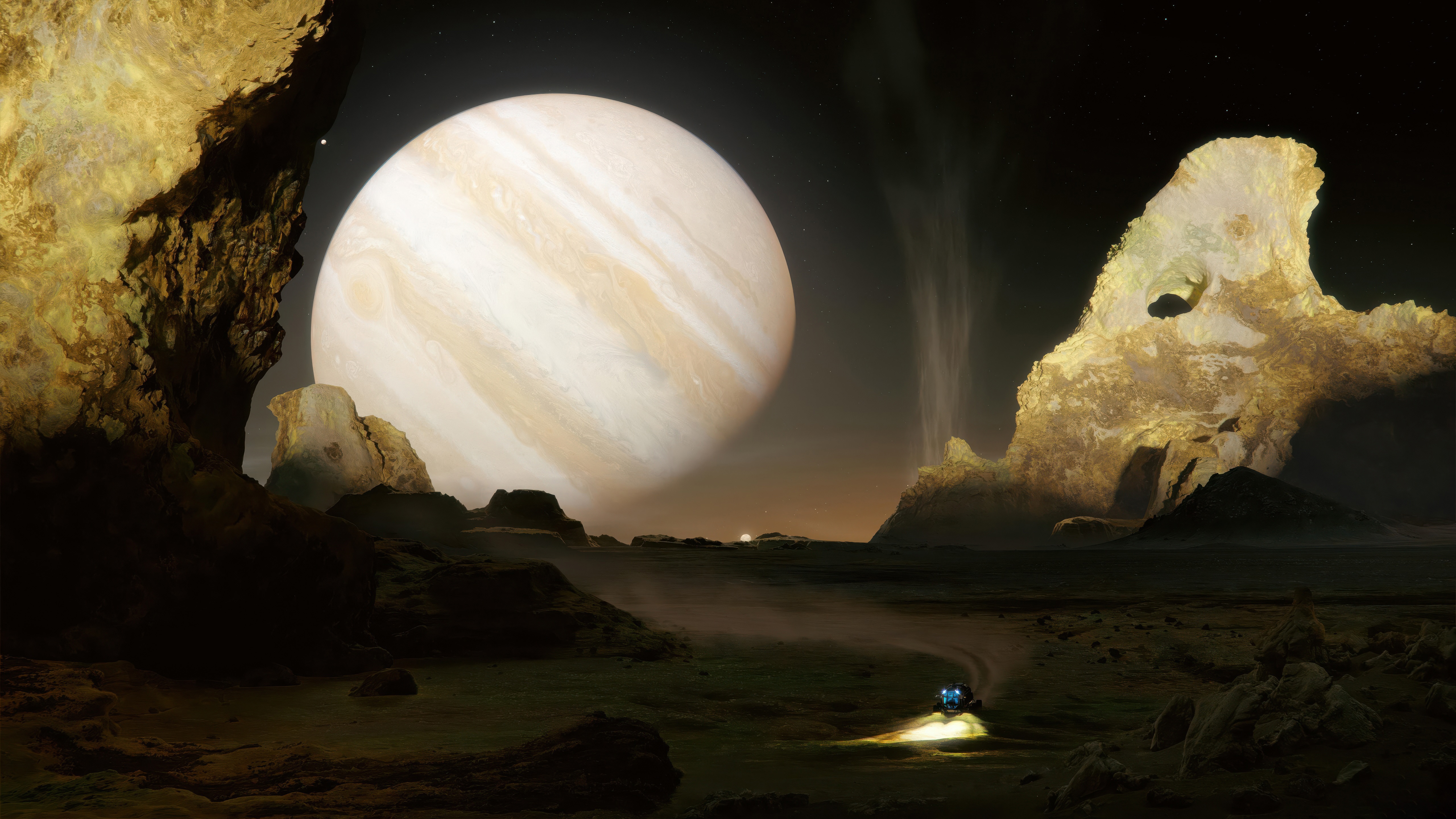 Space exploration with Jupiter in the background HD Wallpaper