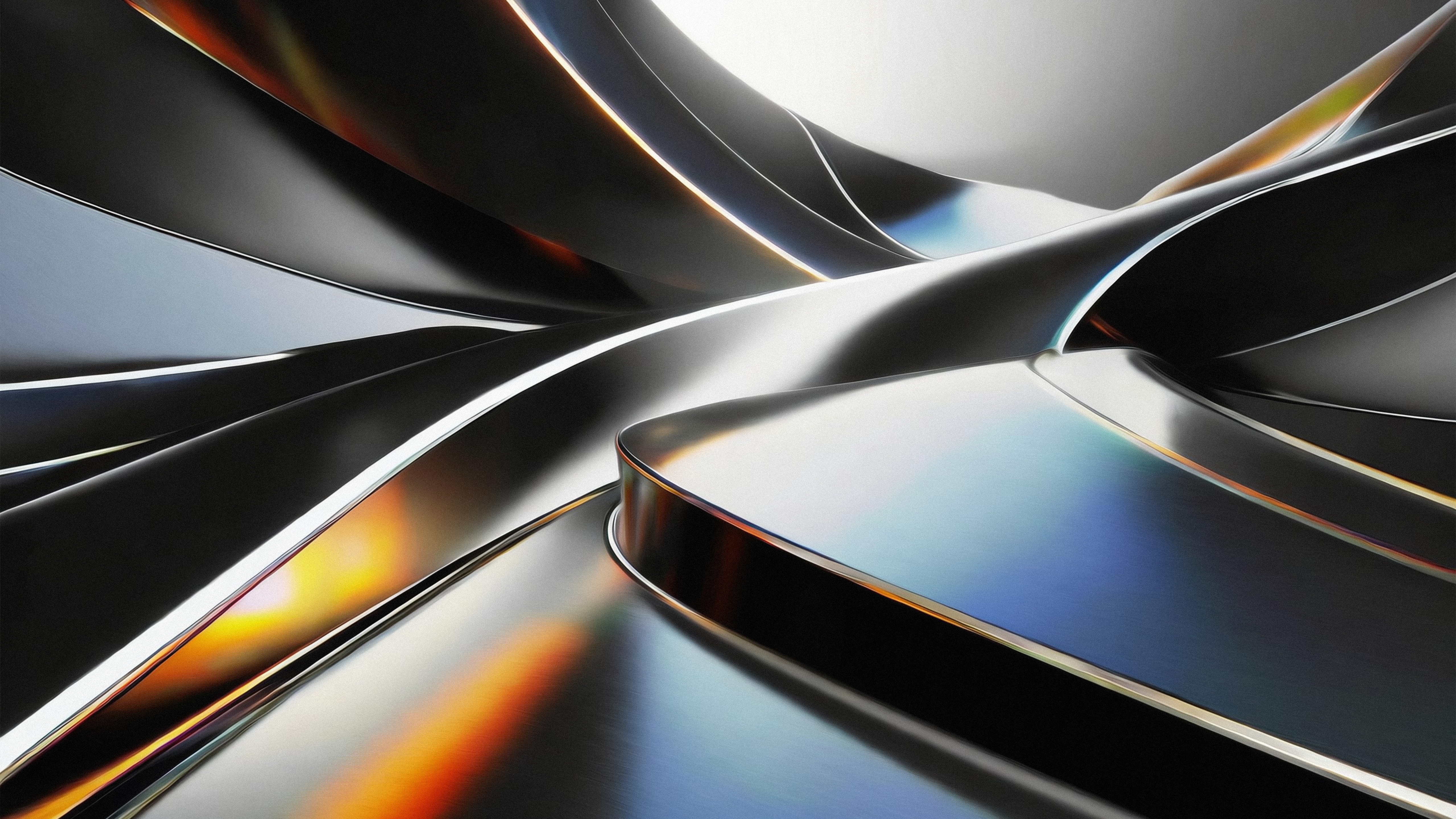 Abstract metallic shapes with reflections HD Wallpaper