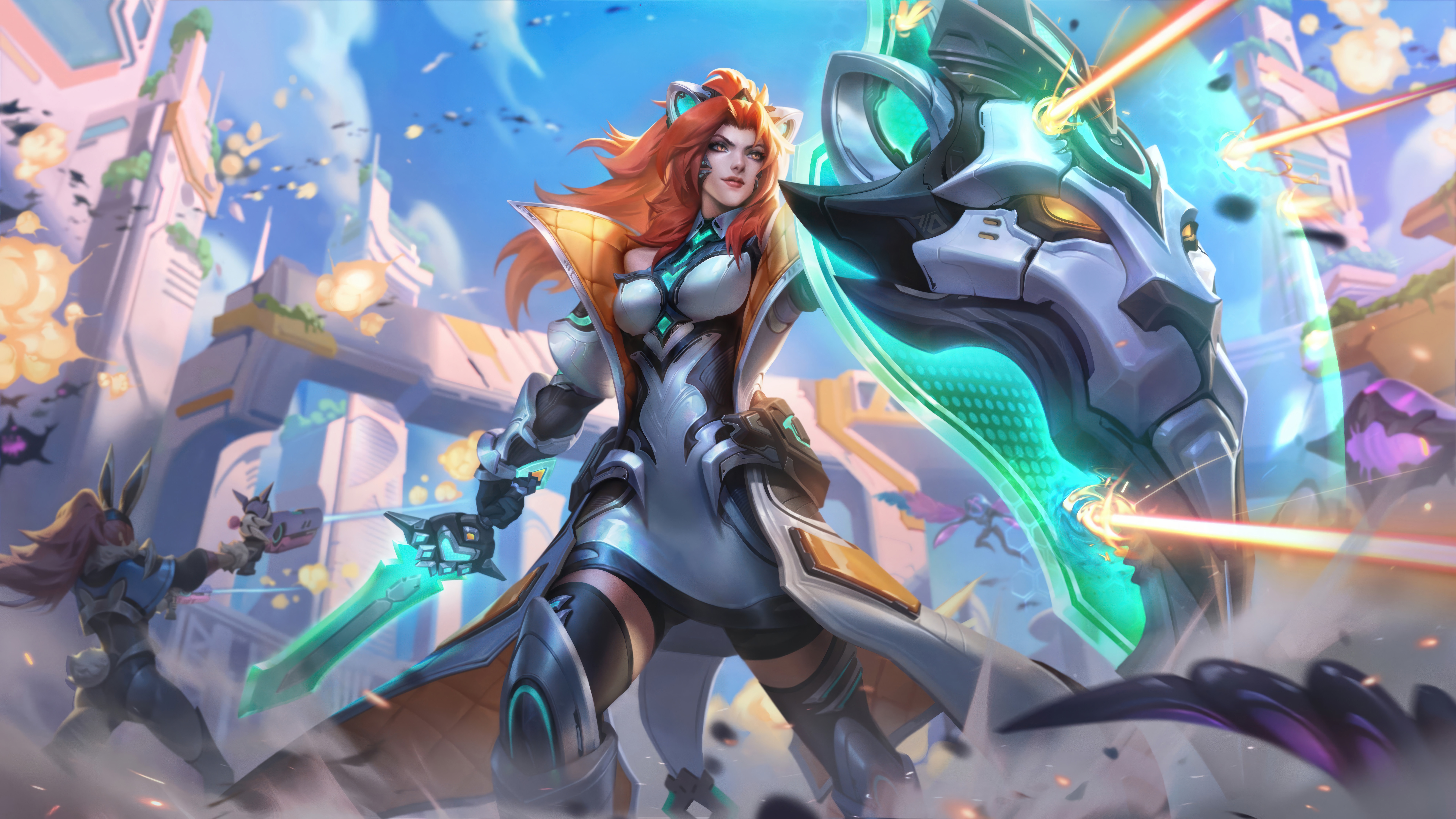 Leona from League of Legends in a futuristic battle HD Wallpaper