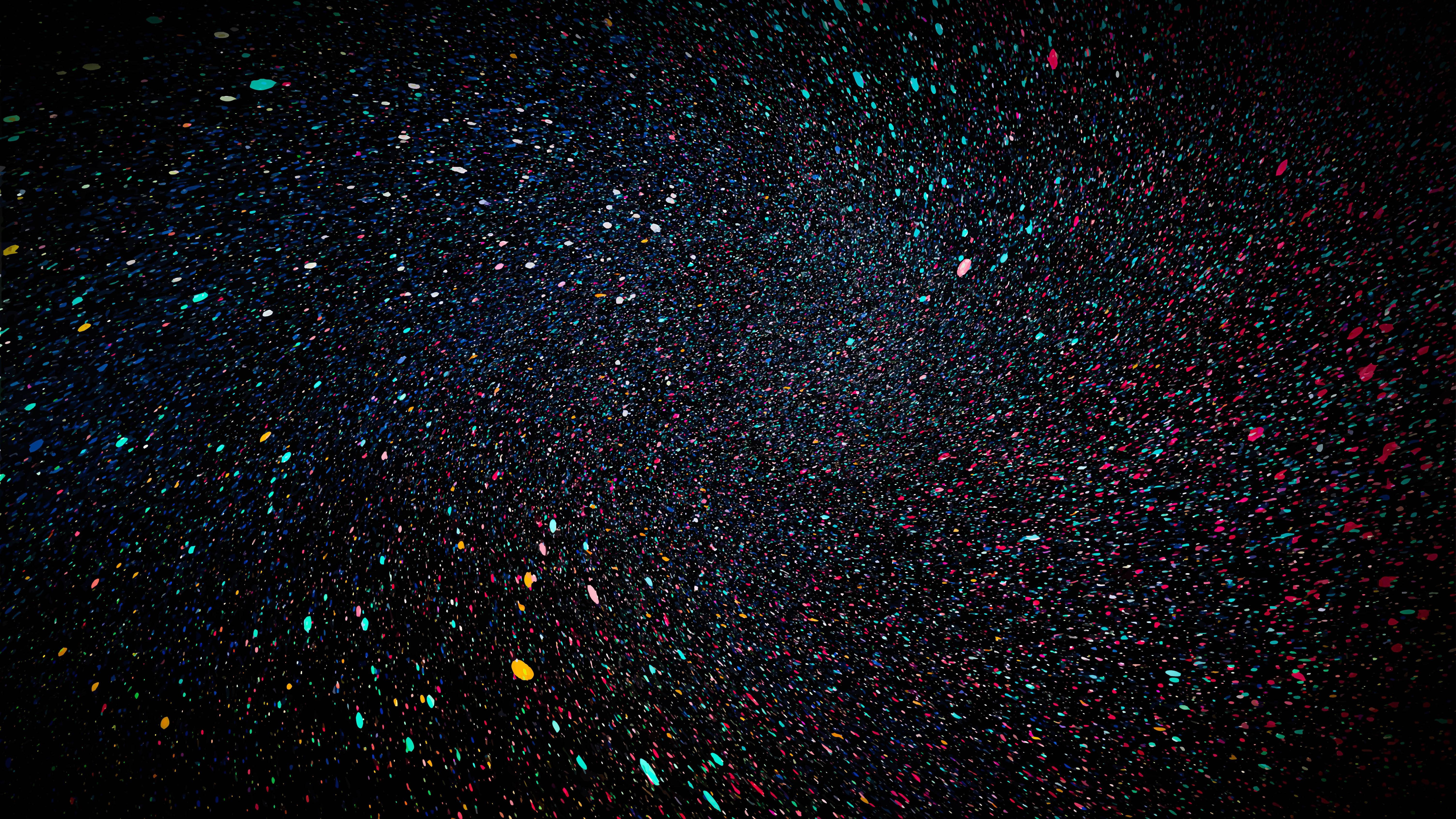 Abstract colorful dots falling on black background HD Wallpaper