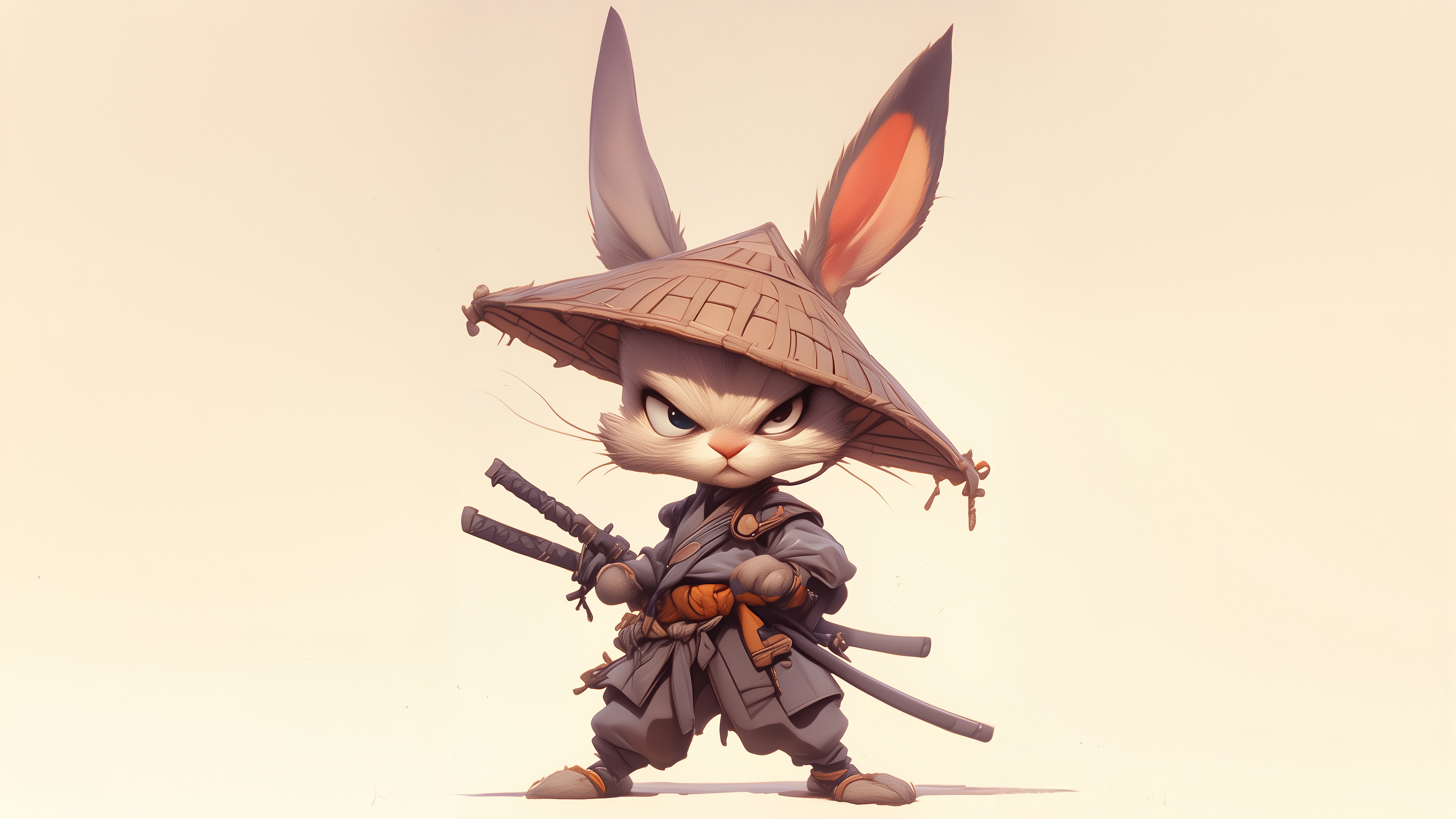 Samurai Rabbit with Katanas HD Wallpaper