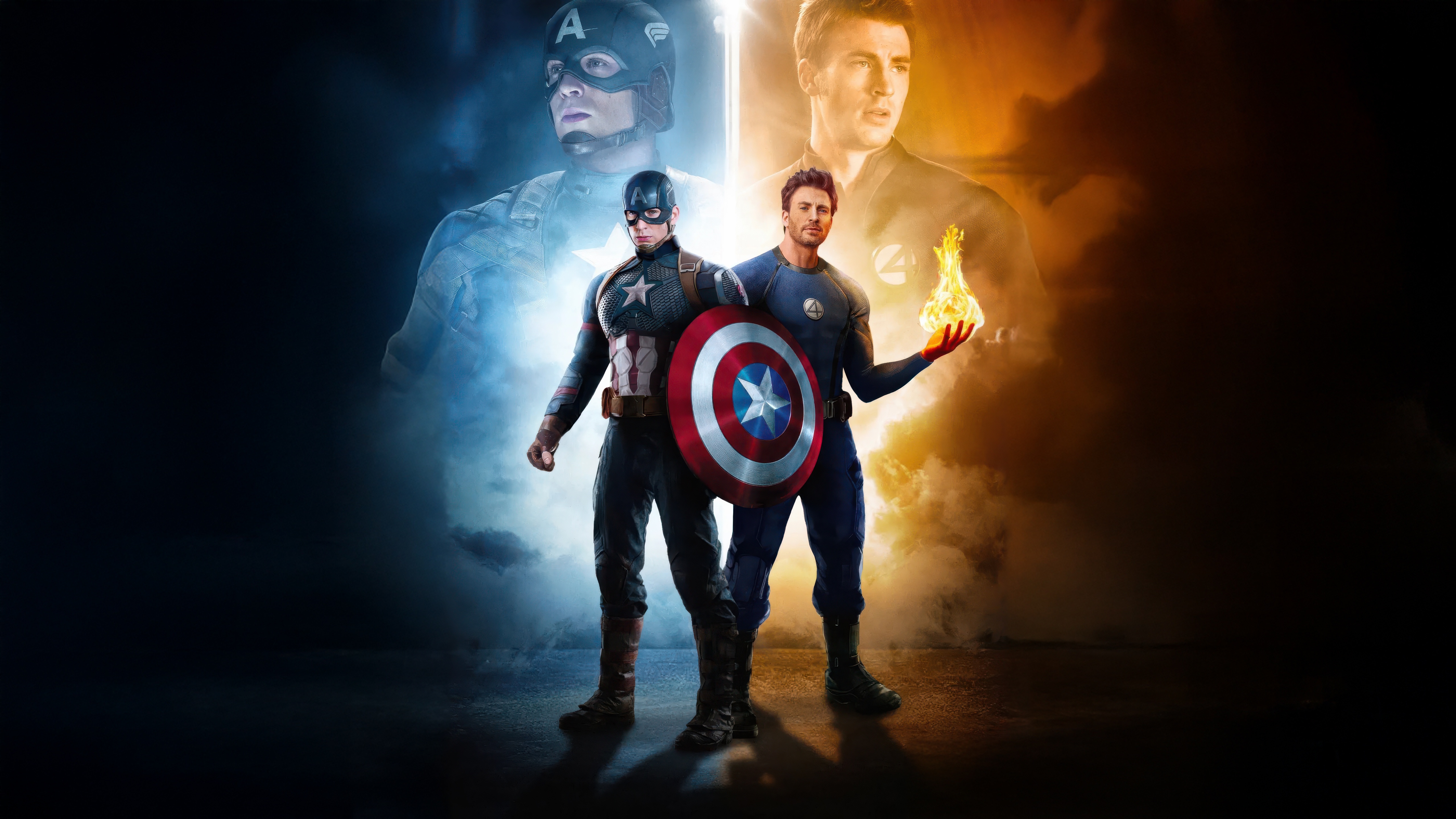 Captain America and Human Torch HD Wallpaper