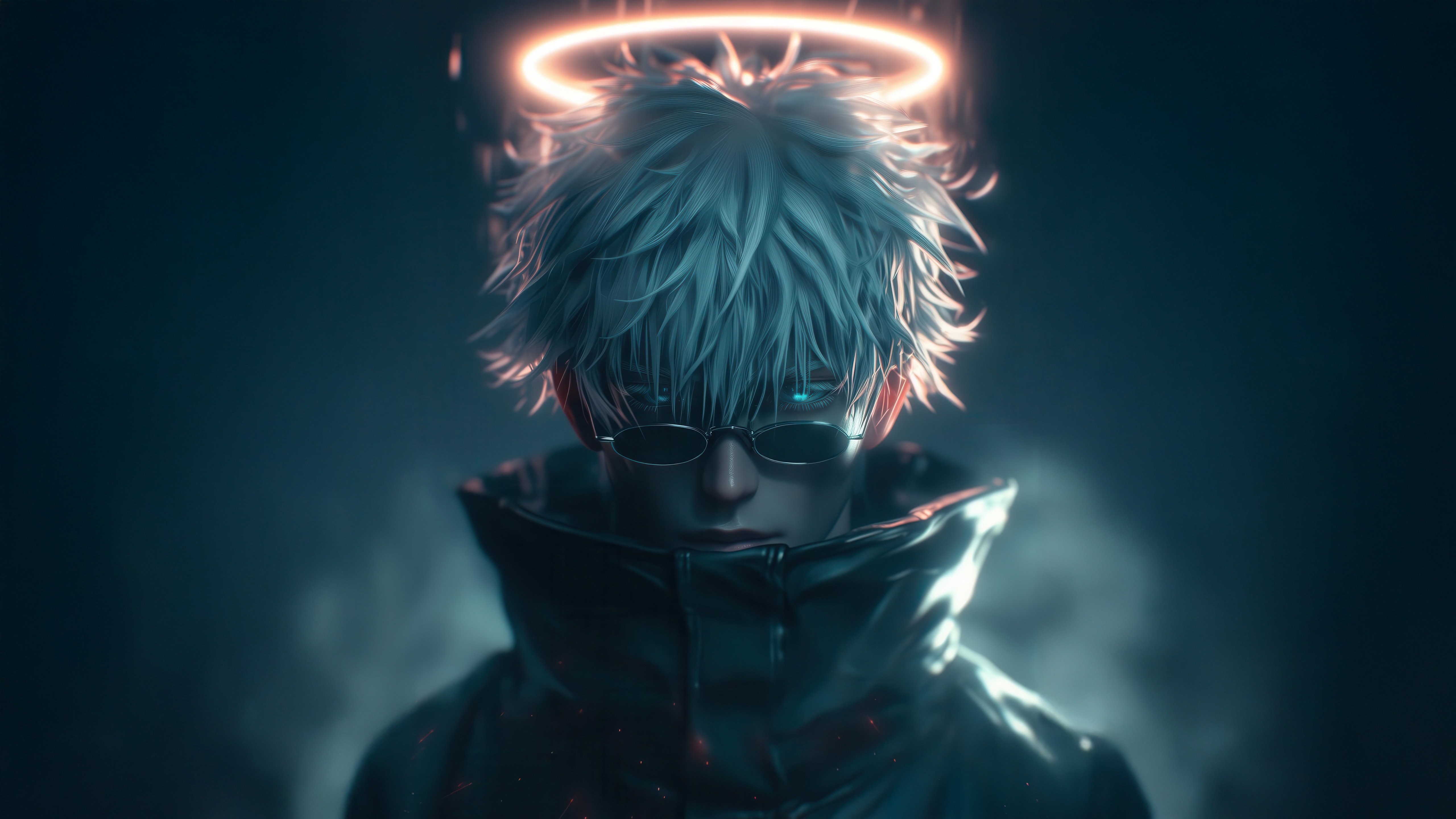 Satoru Gojo with a Halo and Sunglasses HD Wallpaper