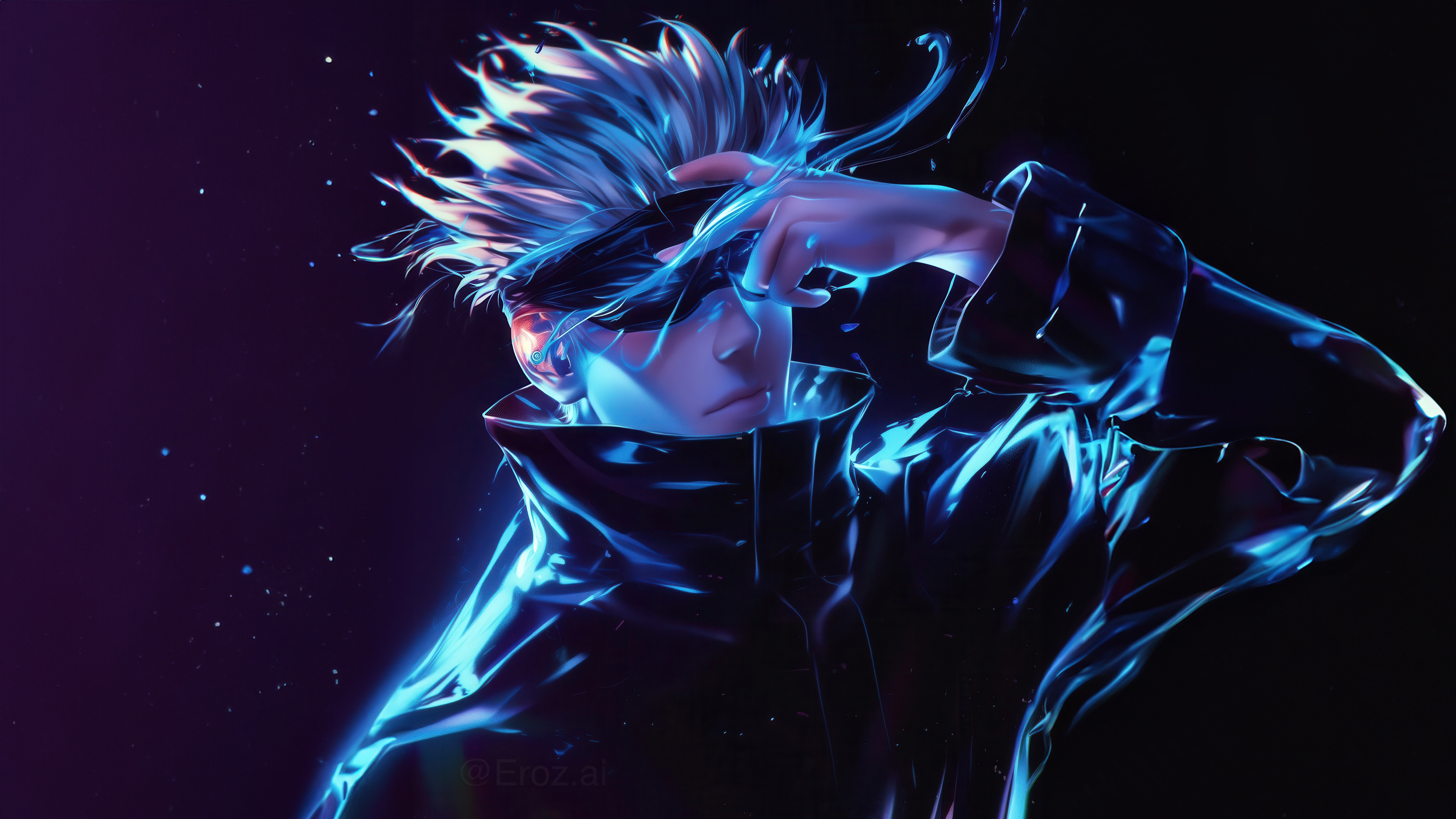 Satoru Gojo with blue glowing effects HD Wallpaper
