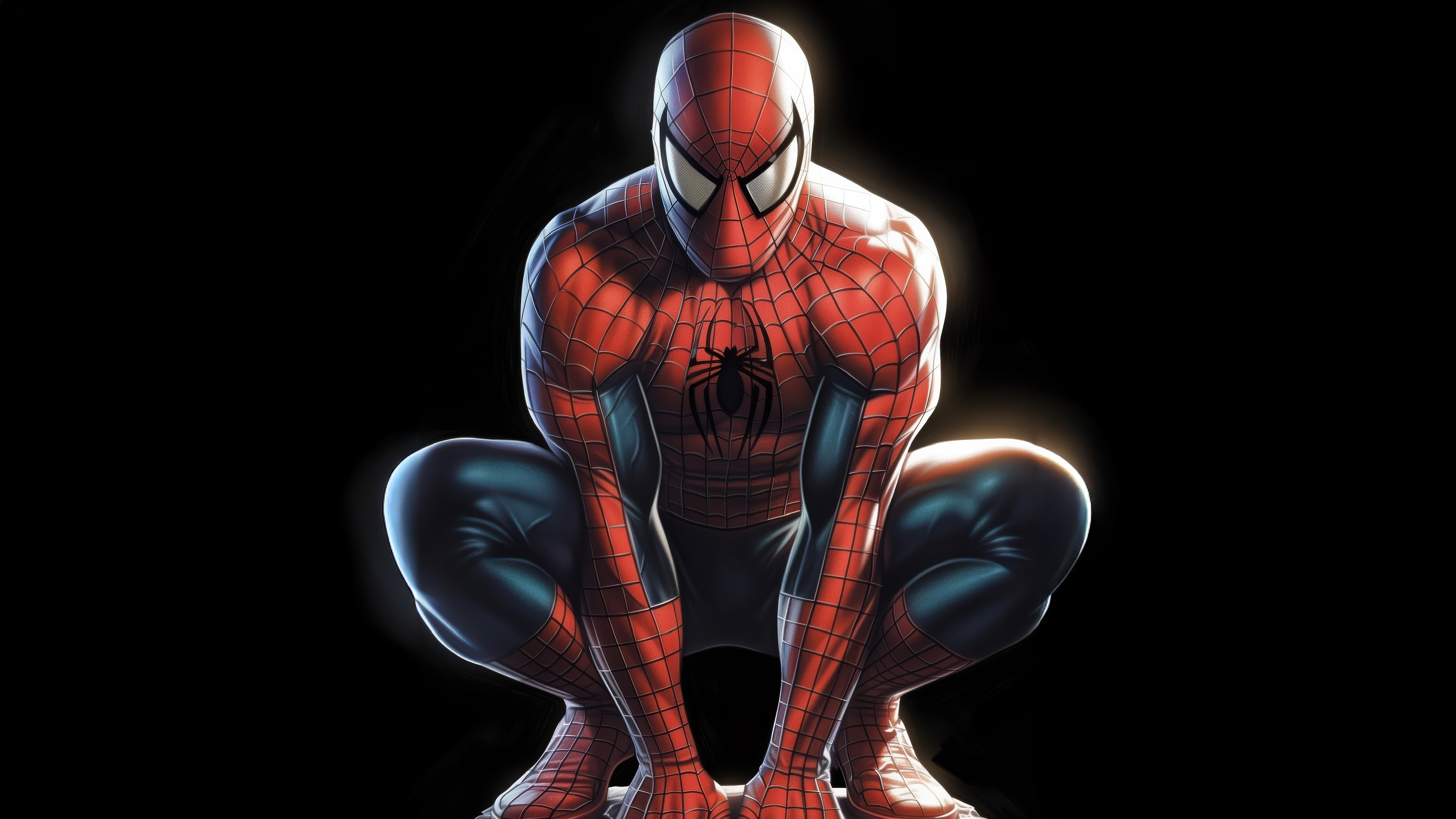 Spider-Man in a Crouching Pose HD Wallpaper