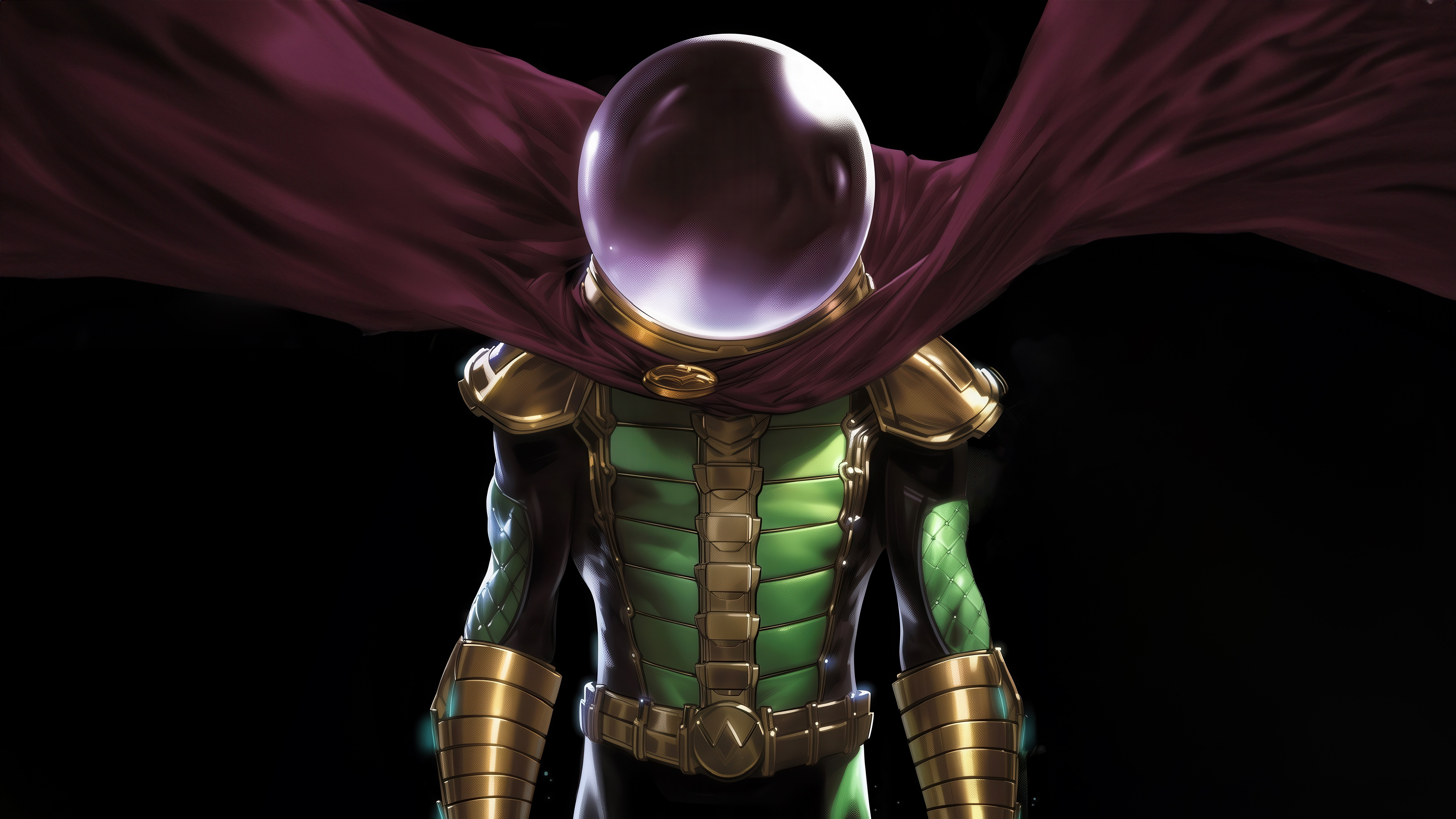 Mysterio in his green and gold suit with a purple cape HD Wallpaper