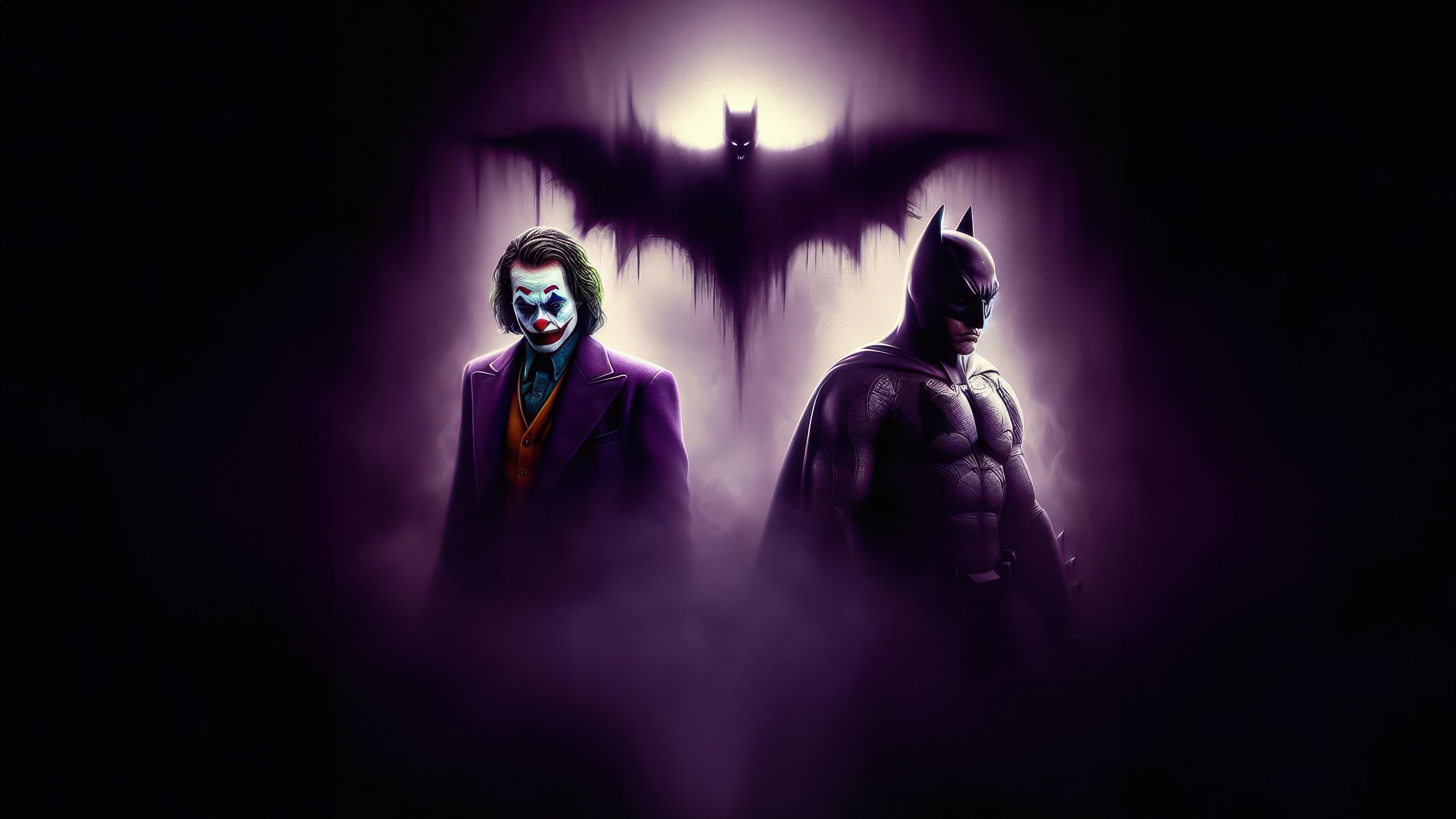 Batman and Joker with Batman symbol HD Wallpaper
