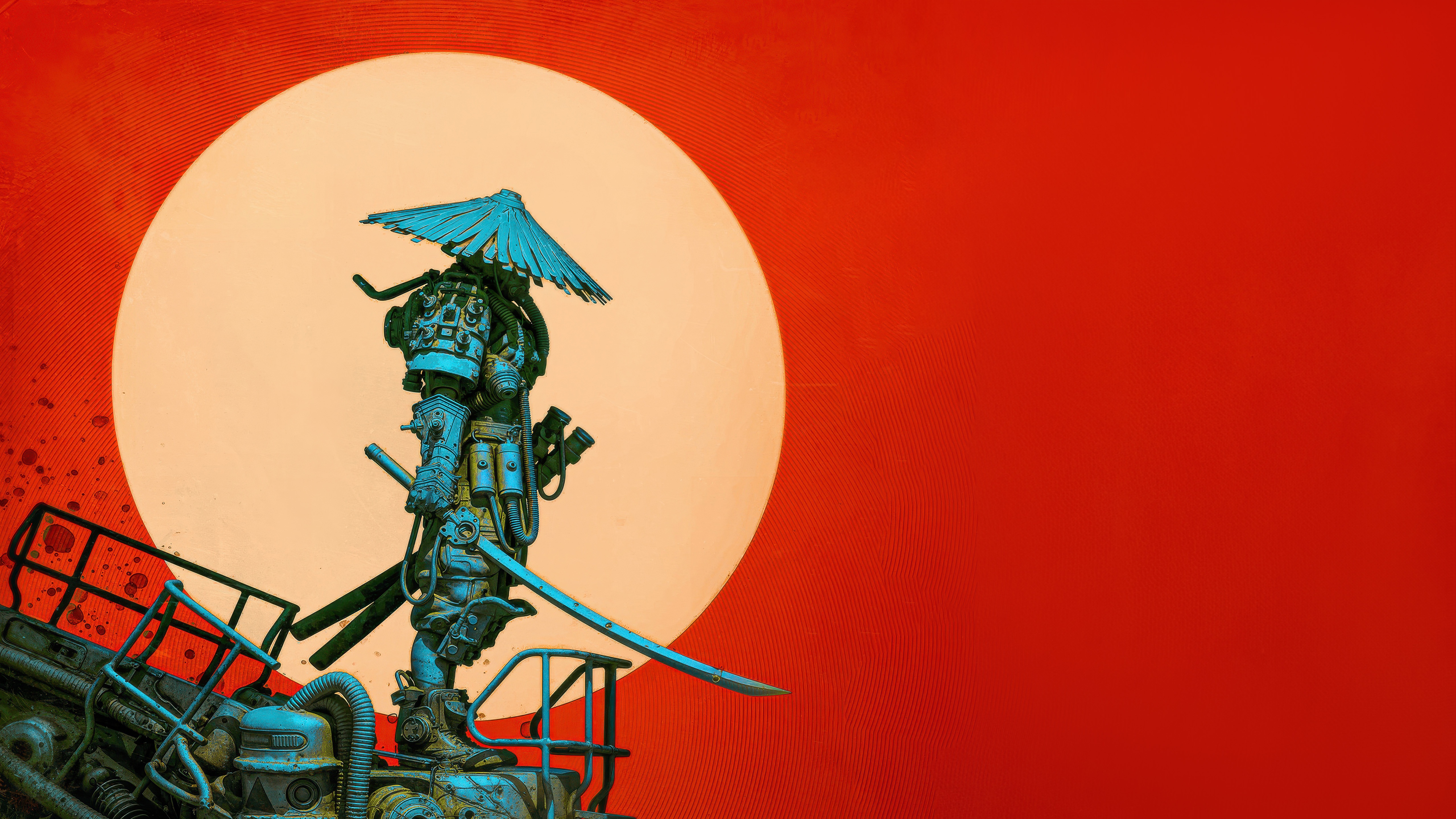 Cyberpunk Samurai Warrior with Katana HD Wallpaper